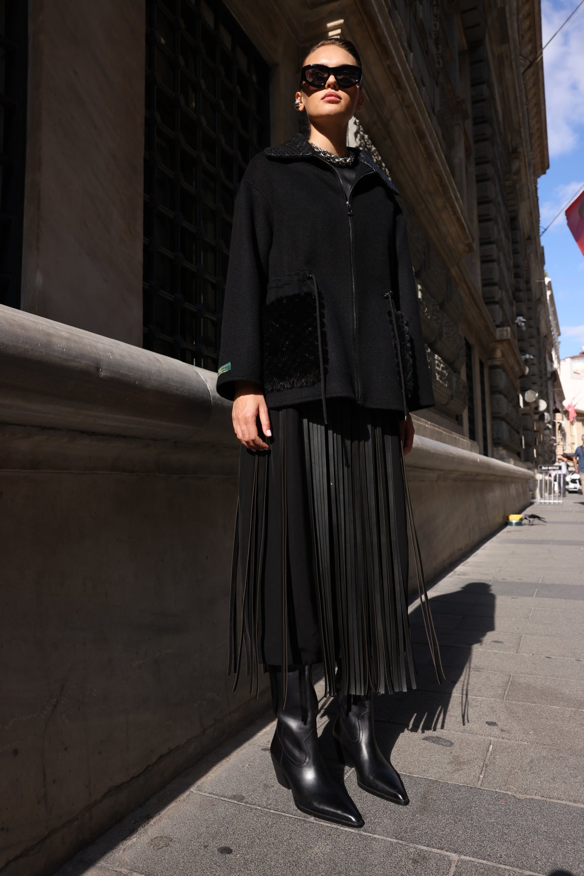 BLACK ALPACA MINK JACKET-3917F