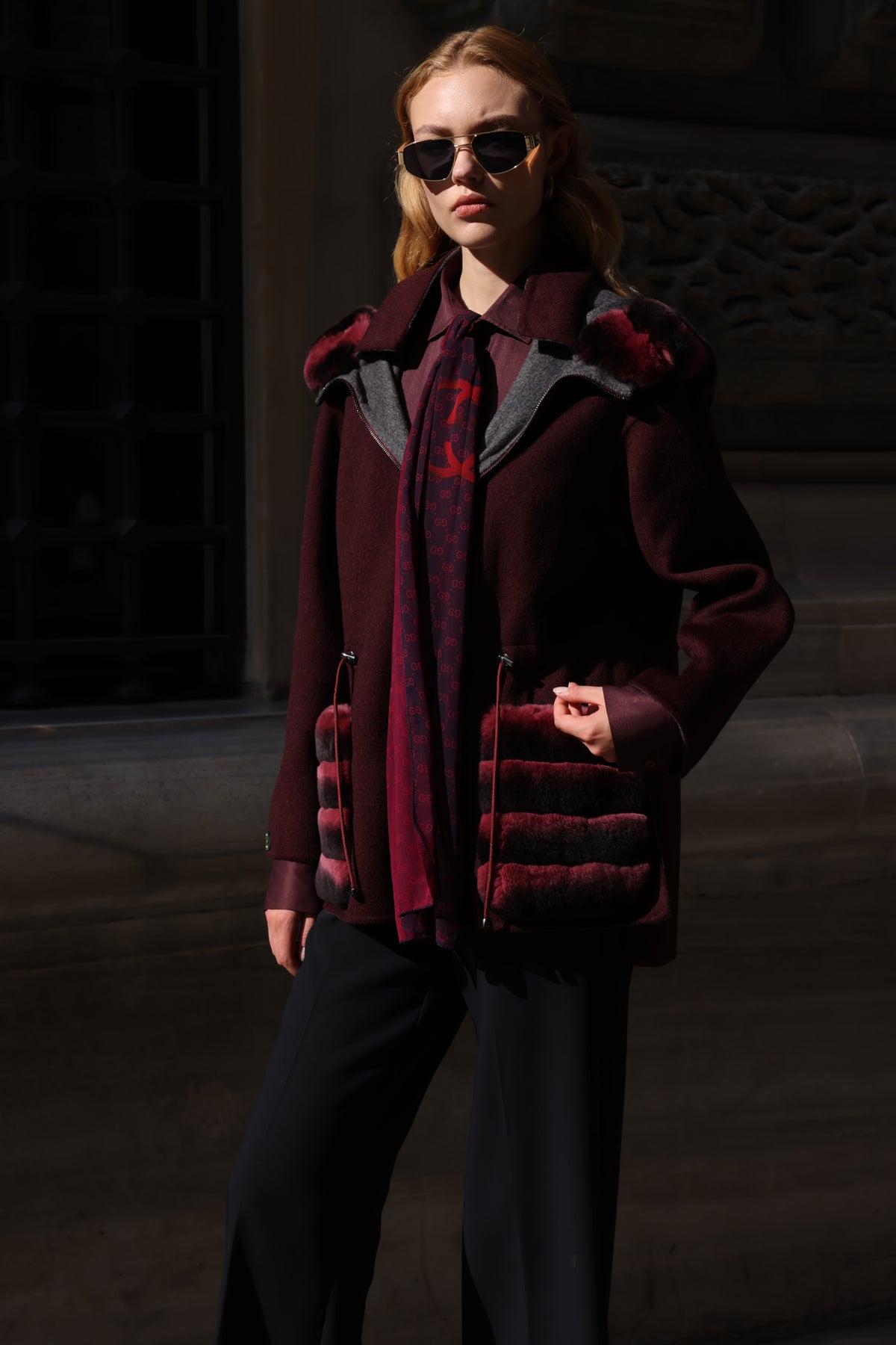 ALPACA RABBIT REX FUR JACKET -9317 REX