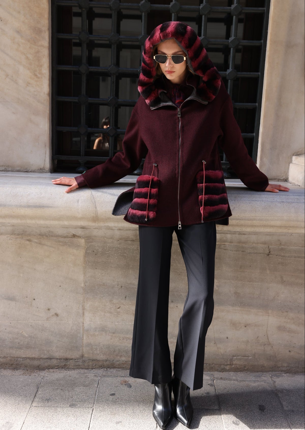 ALPACA RABBIT REX FUR JACKET -9317 REX