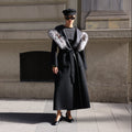 BLACK ALPACA FOX FUR COAT- 9022