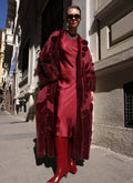 BURGUNDY ELEGANT DESIGN CHIFFON MINK FUR -BJR 24