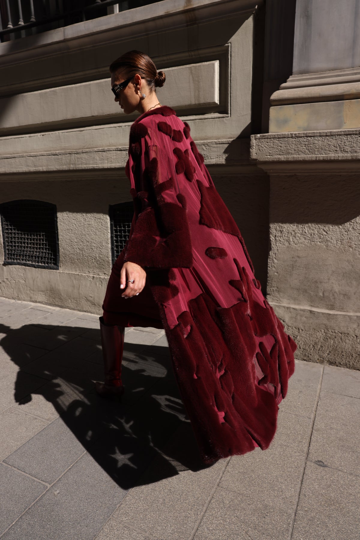 BURGUNDY ELEGANT DESIGN CHIFFON MINK FUR -BJR 24