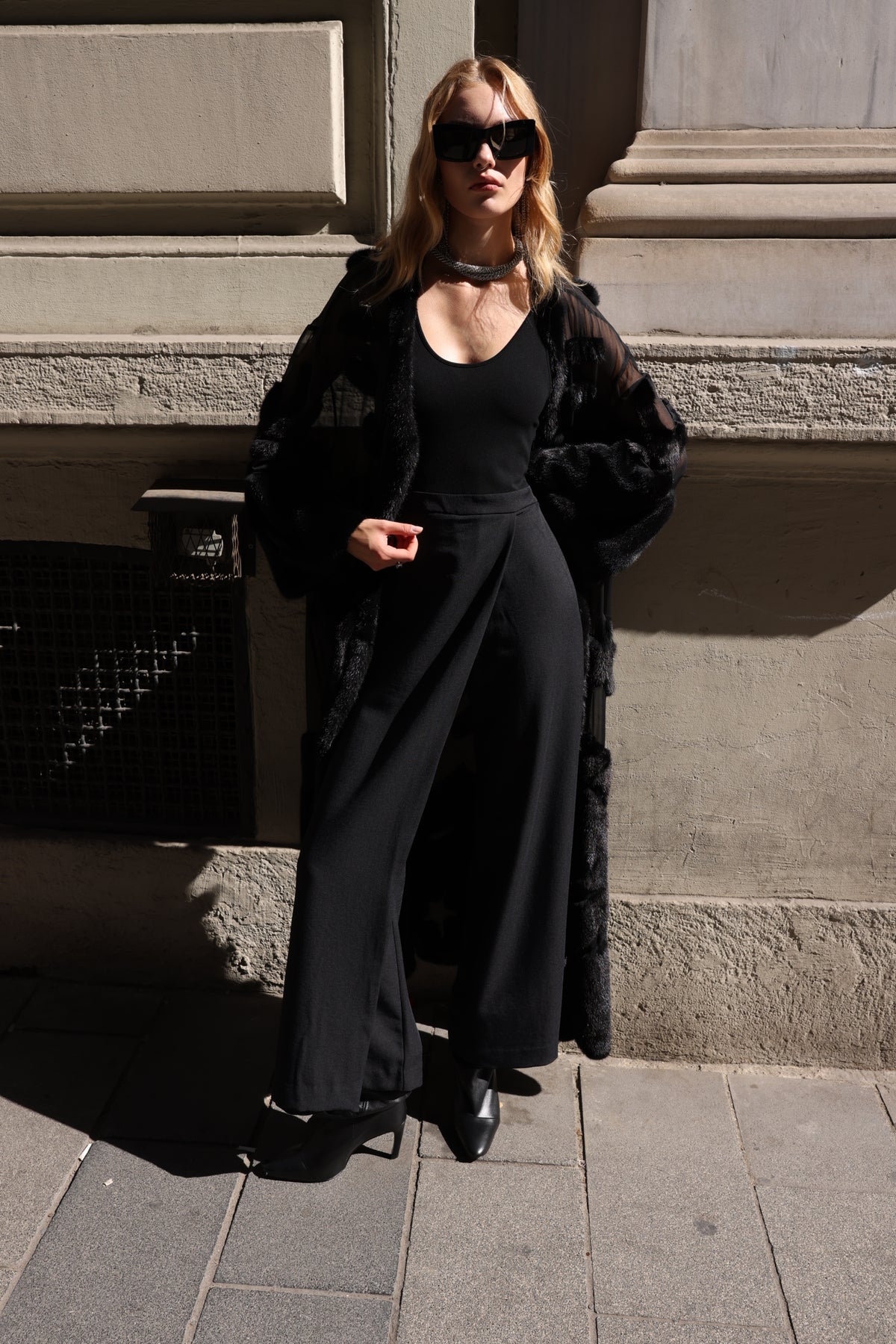 BLACK ELEGANT DESIGN CHIFFON MINK FUR -BJR 24