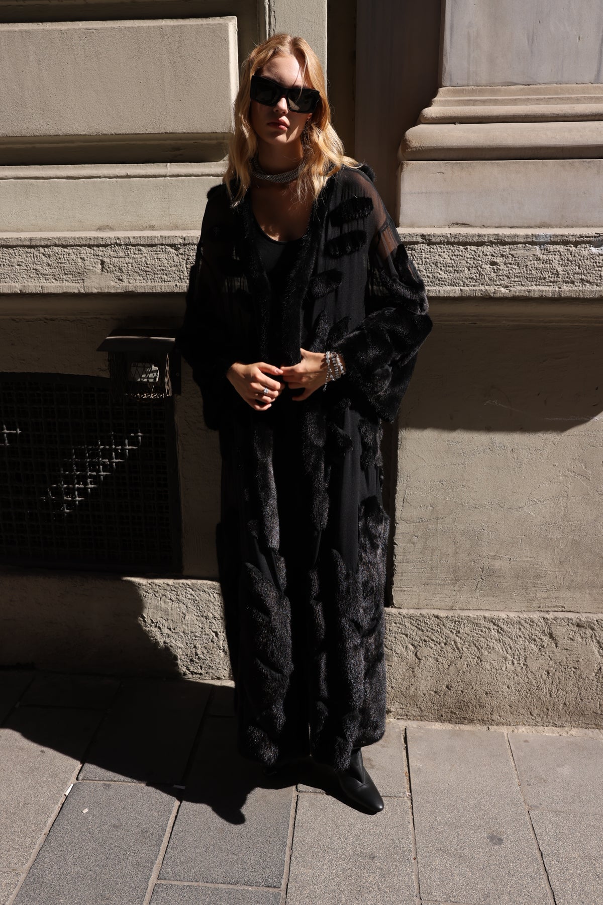 BLACK ELEGANT DESIGN CHIFFON MINK FUR -BJR 24