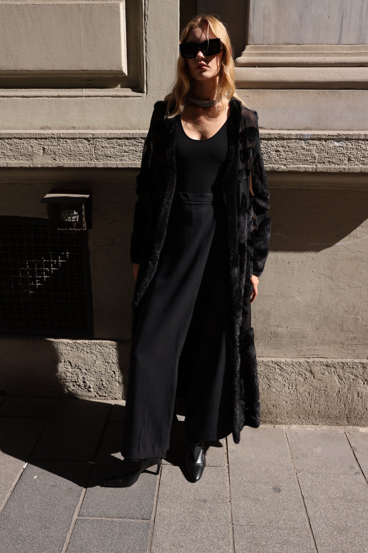 BLACK ELEGANT DESIGN CHIFFON MINK FUR -BJR 24