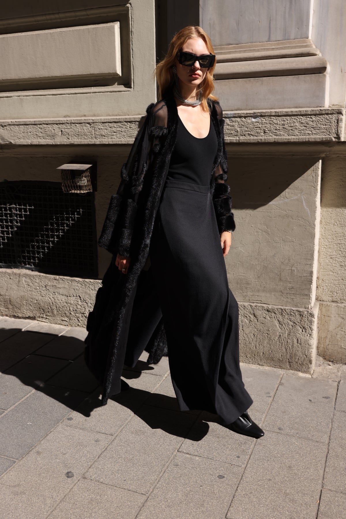 BLACK ELEGANT DESIGN CHIFFON MINK FUR -BJR 24