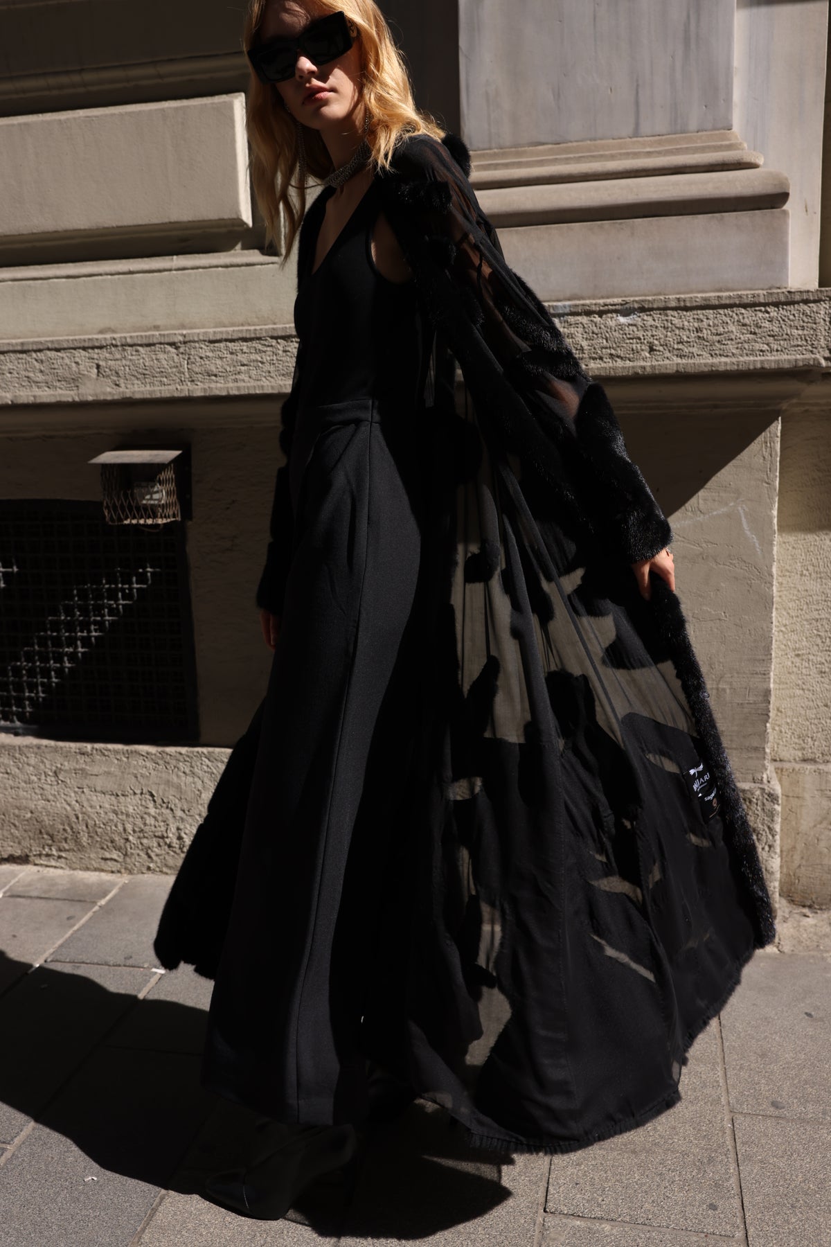 BLACK ELEGANT DESIGN CHIFFON MINK FUR -BJR 24
