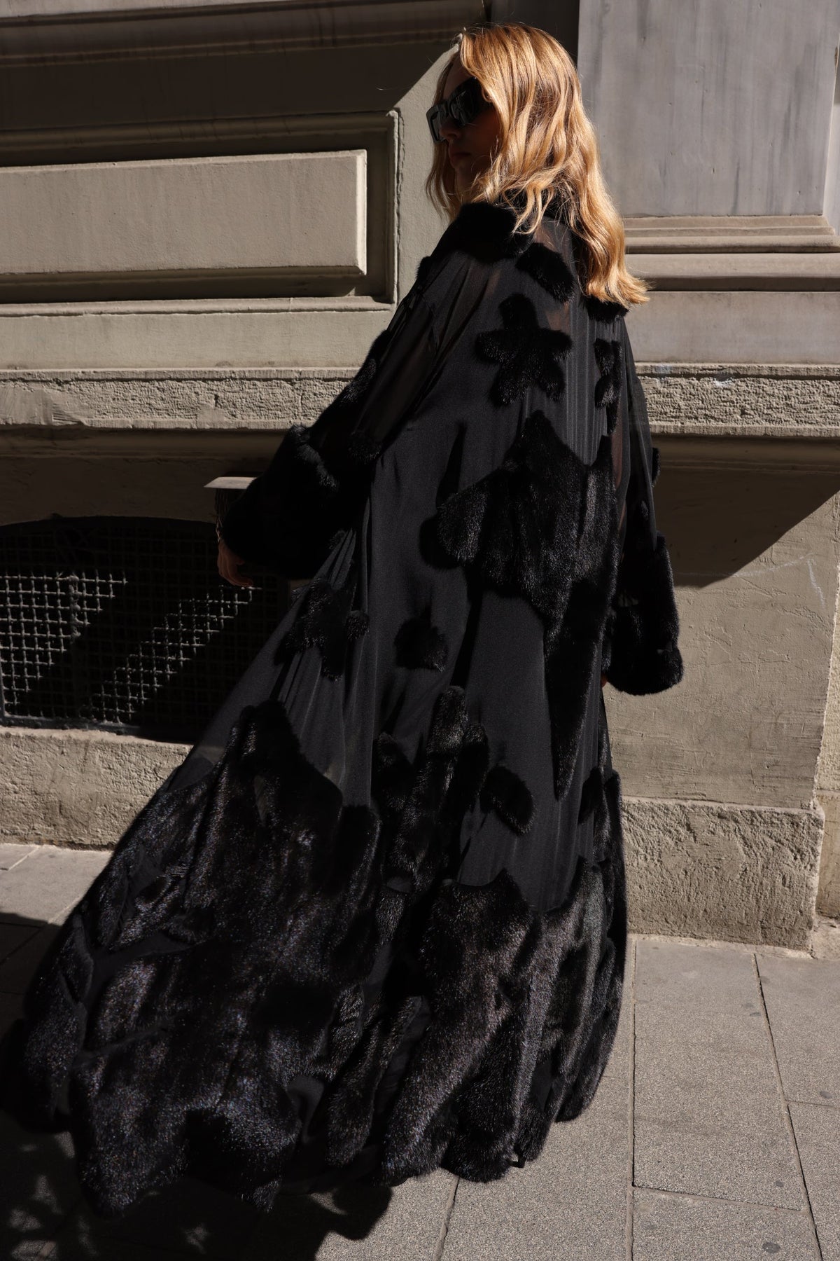 BLACK ELEGANT DESIGN CHIFFON MINK FUR -BJR 24
