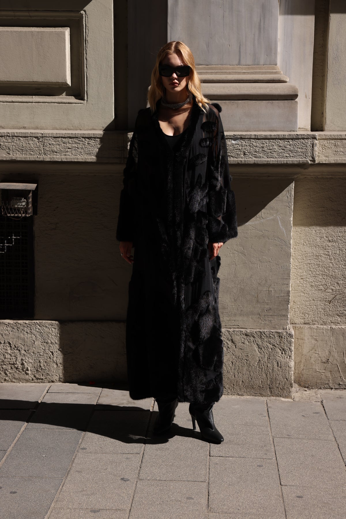 BLACK ELEGANT DESIGN CHIFFON MINK FUR -BJR 24
