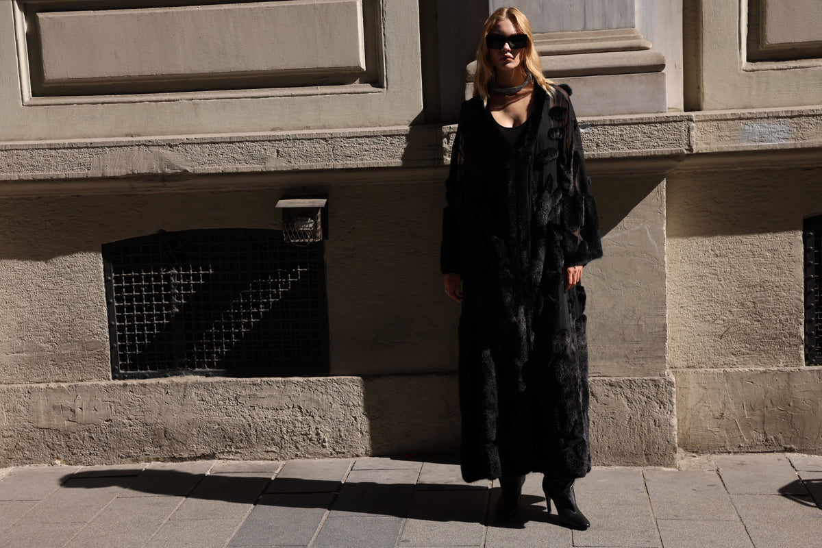 BLACK ELEGANT DESIGN CHIFFON MINK FUR -BJR 24