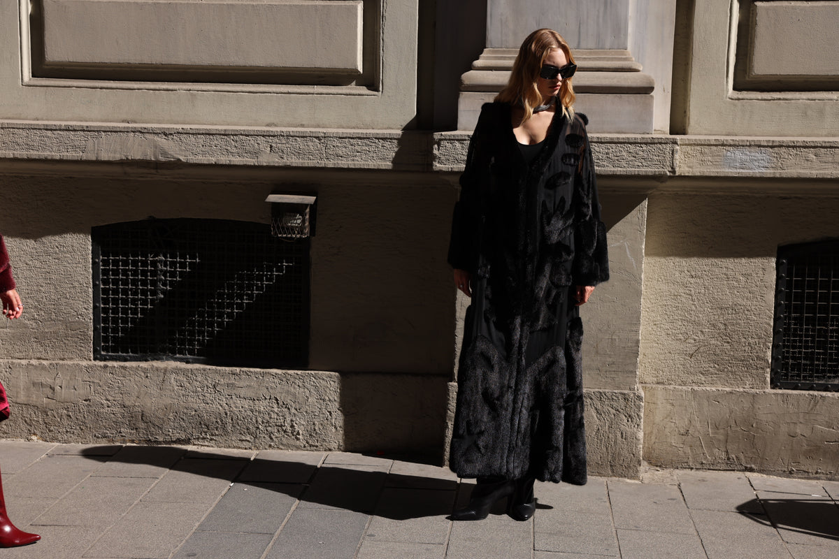 BLACK ELEGANT DESIGN CHIFFON MINK FUR -BJR 24