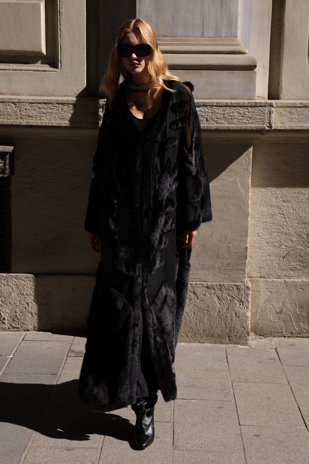 BLACK ELEGANT DESIGN CHIFFON MINK FUR -BJR 24