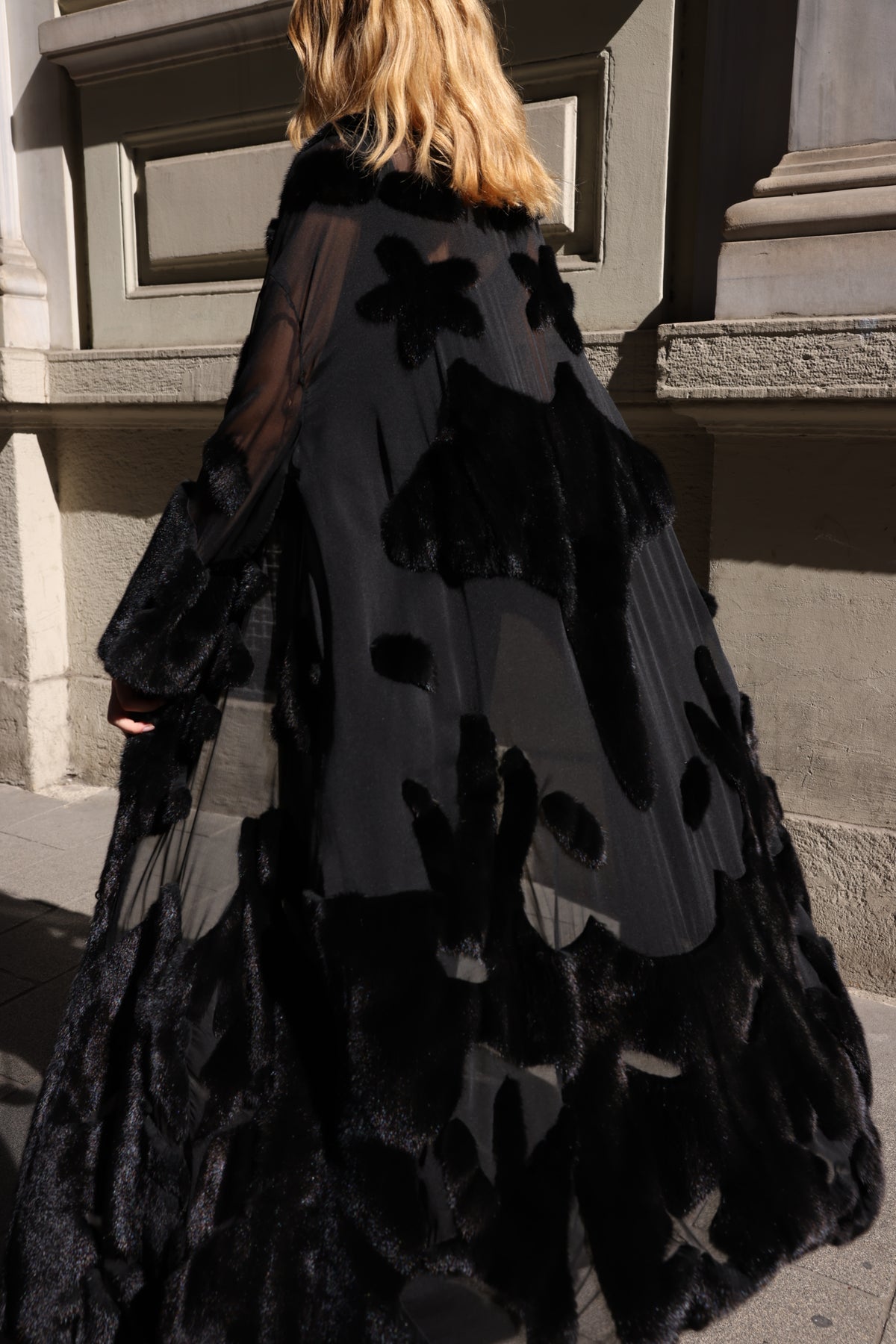 BLACK ELEGANT DESIGN CHIFFON MINK FUR -BJR 24