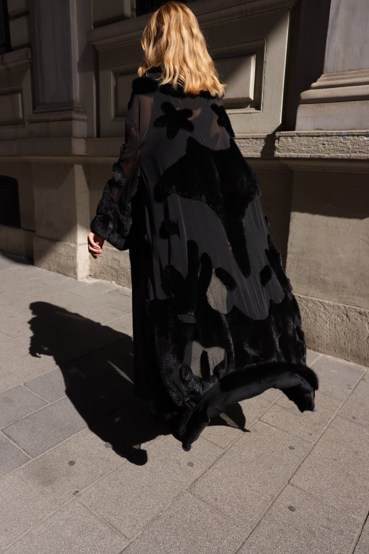 BLACK ELEGANT DESIGN CHIFFON MINK FUR -BJR 24