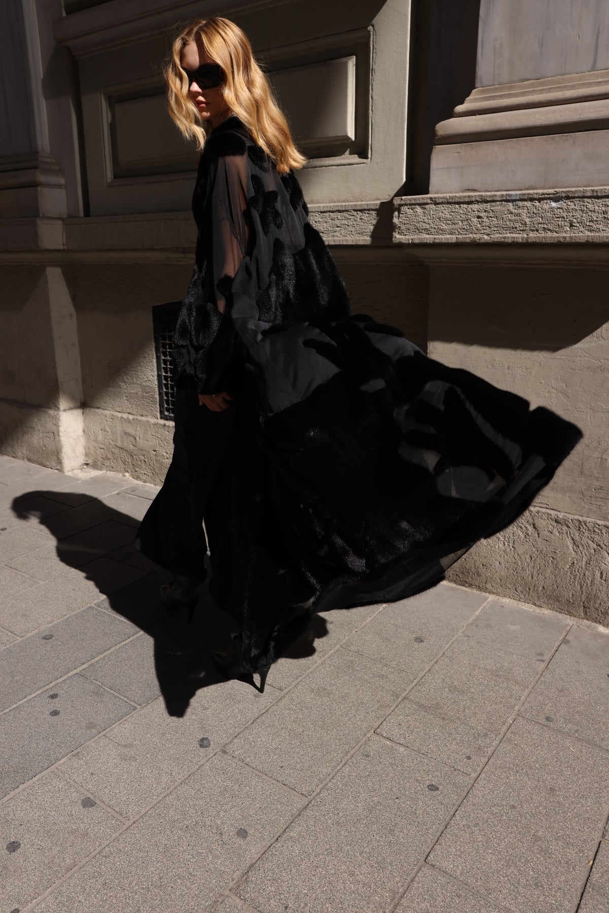 BLACK ELEGANT DESIGN CHIFFON MINK FUR -BJR 24