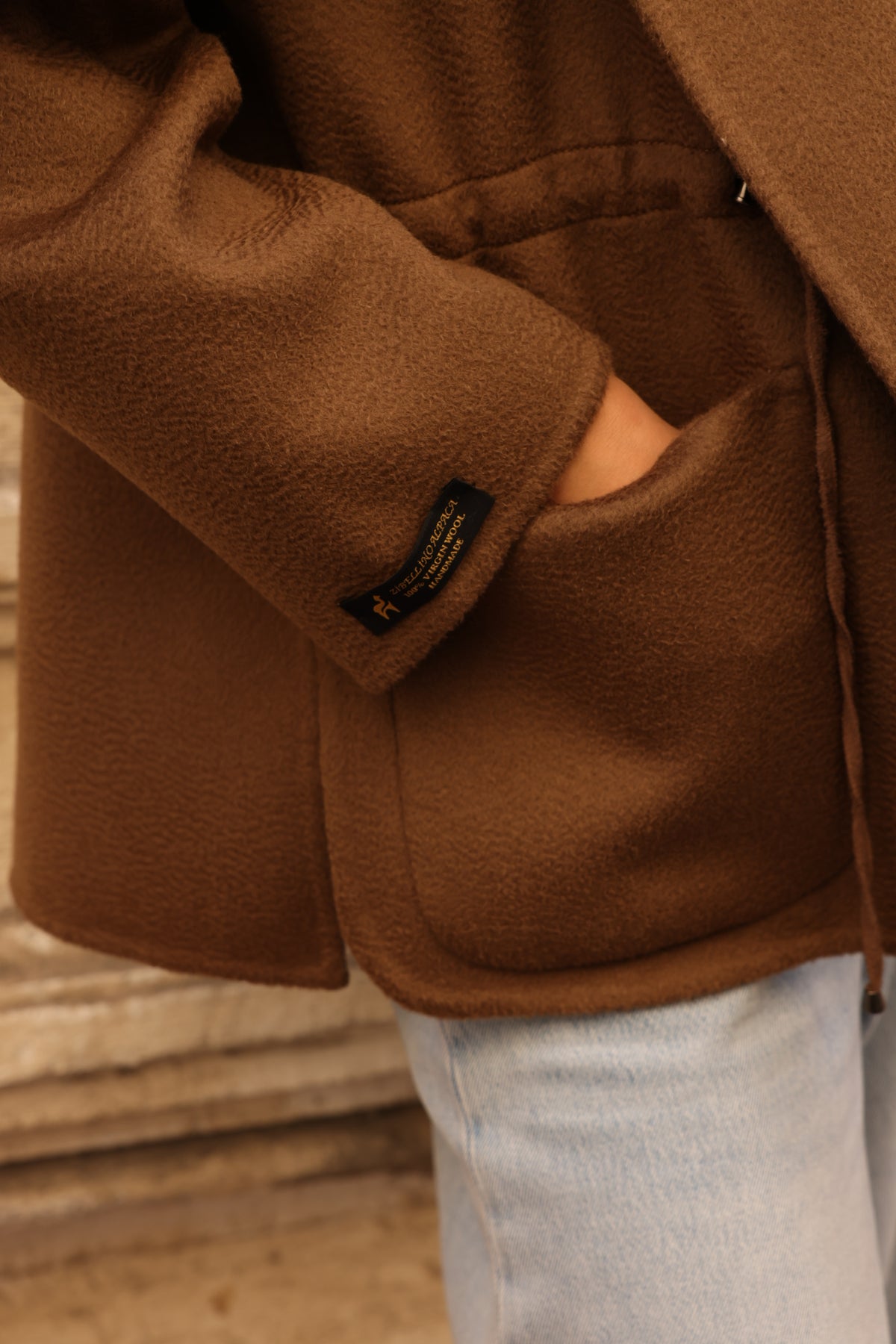 BROWN ALPACA MINK FUR VEST JACKET -9478