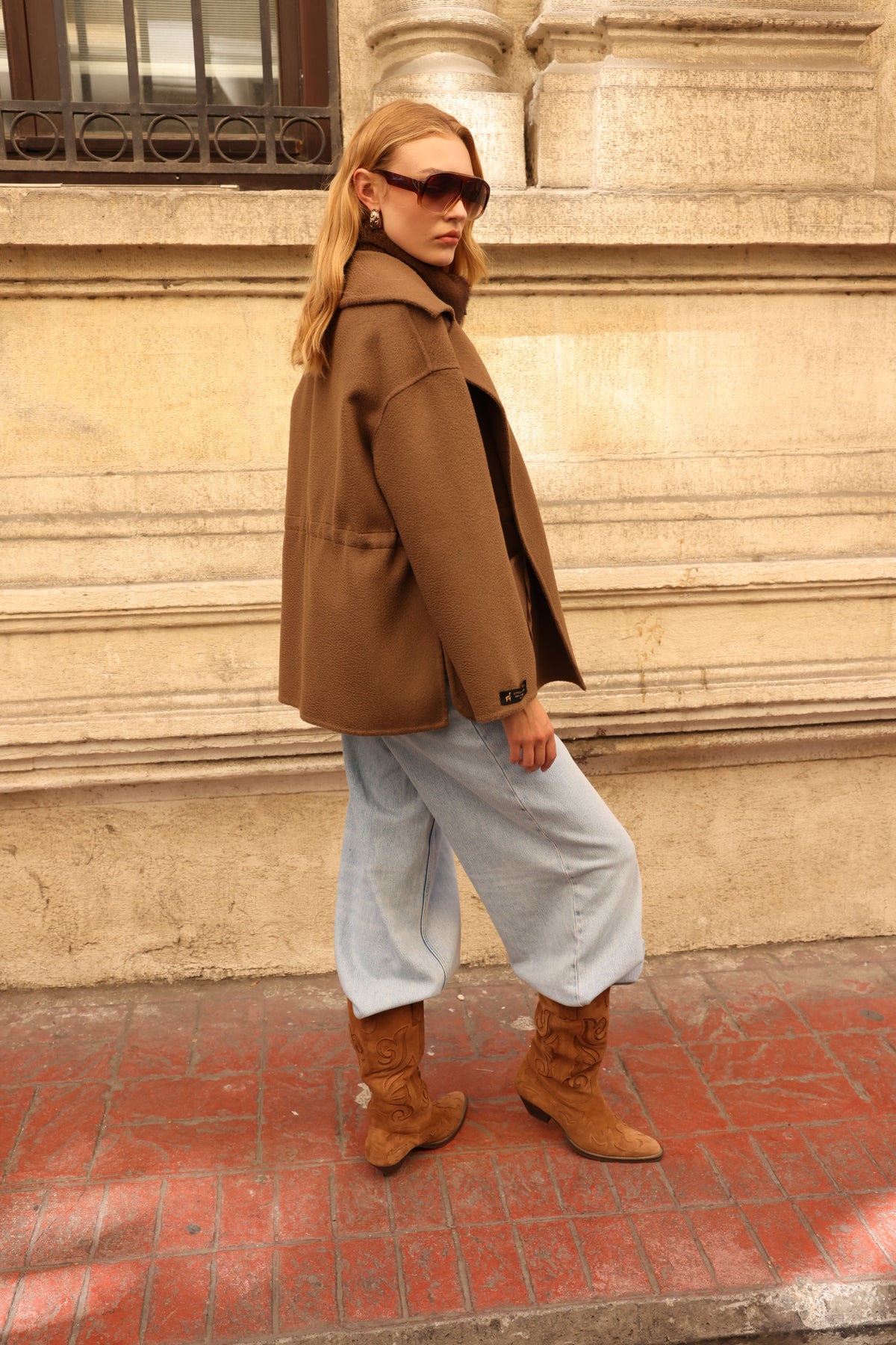 BROWN ALPACA MINK FUR VEST JACKET -9478