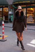 BROWN ALPACA FOX FUR JACKET -3895
