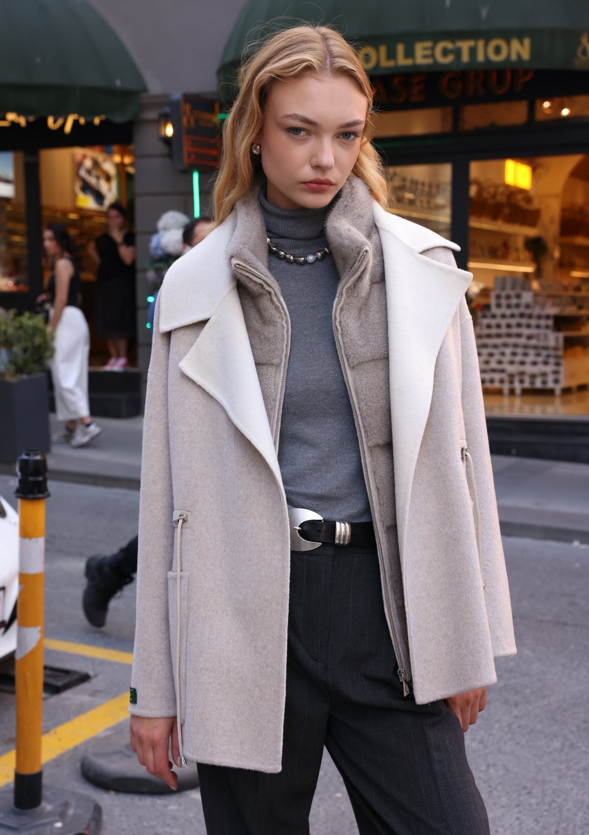 PURE WHITE ALPACA MINK FUR VEST JACKET -9478