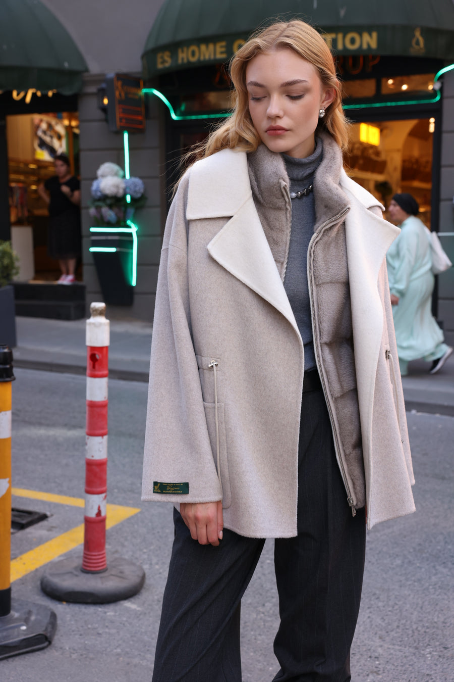 PURE WHITE ALPACA MINK FUR VEST JACKET -9478