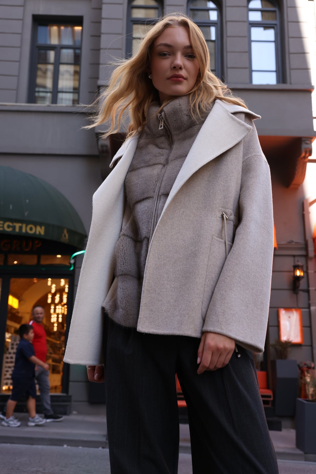 PURE WHITE ALPACA MINK FUR VEST JACKET -9478