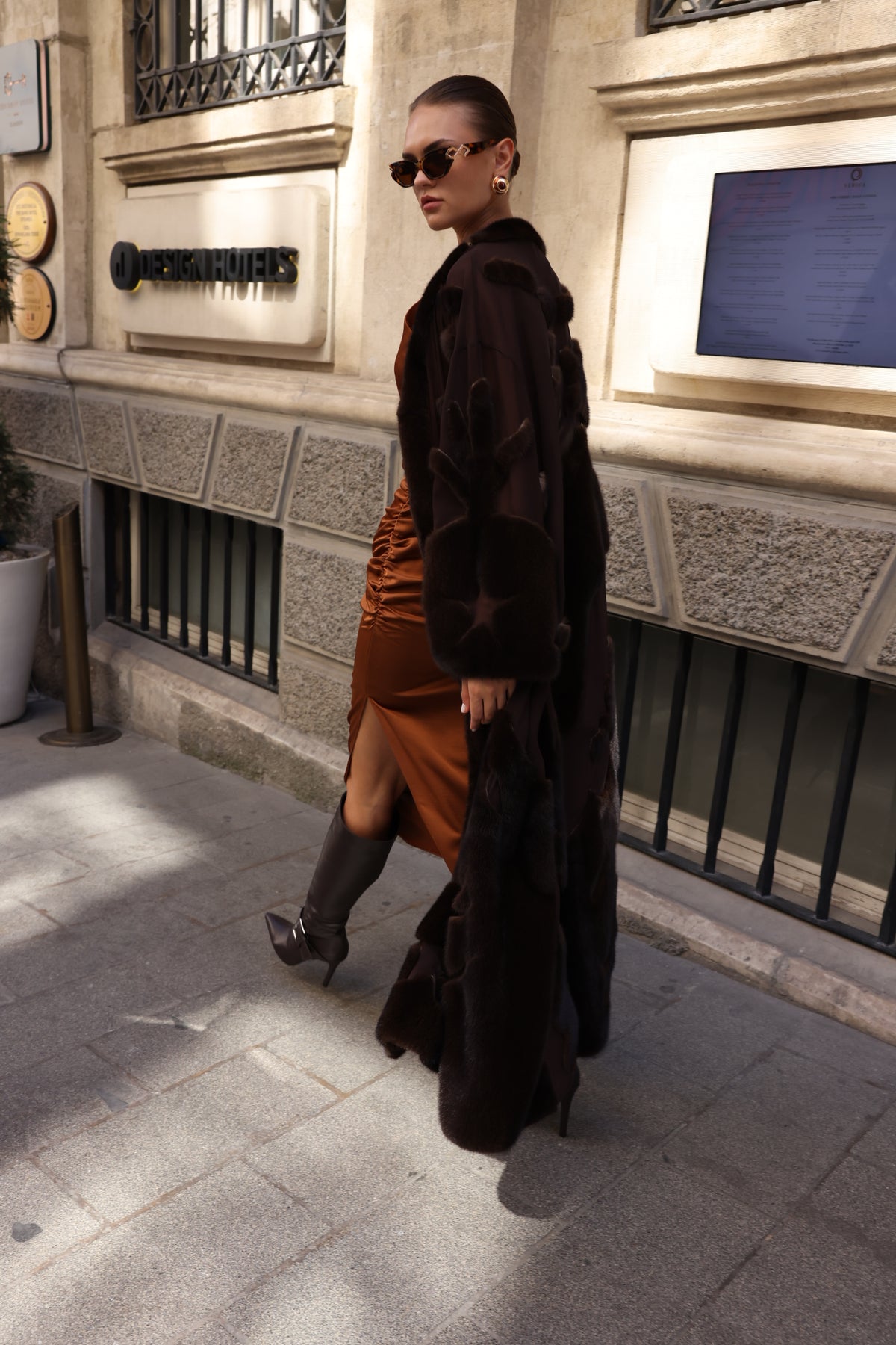 BROWN ELEGANT DESIGN CHIFFON MINK FUR -BJR 24