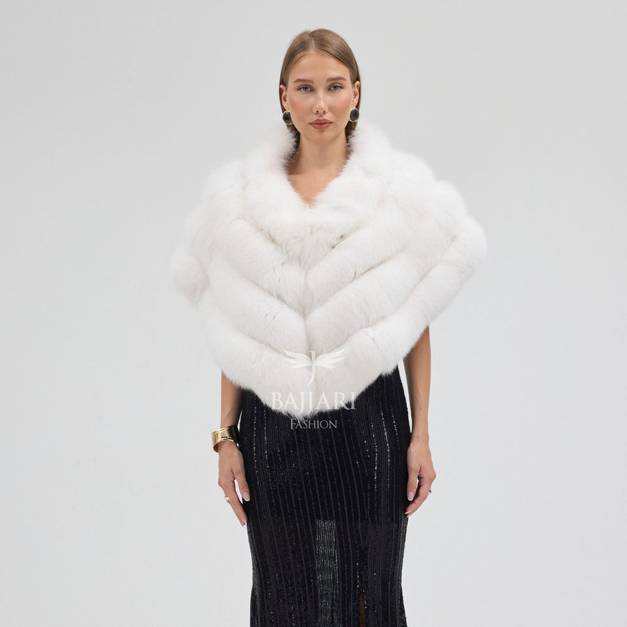 White Fox Fur Shawl