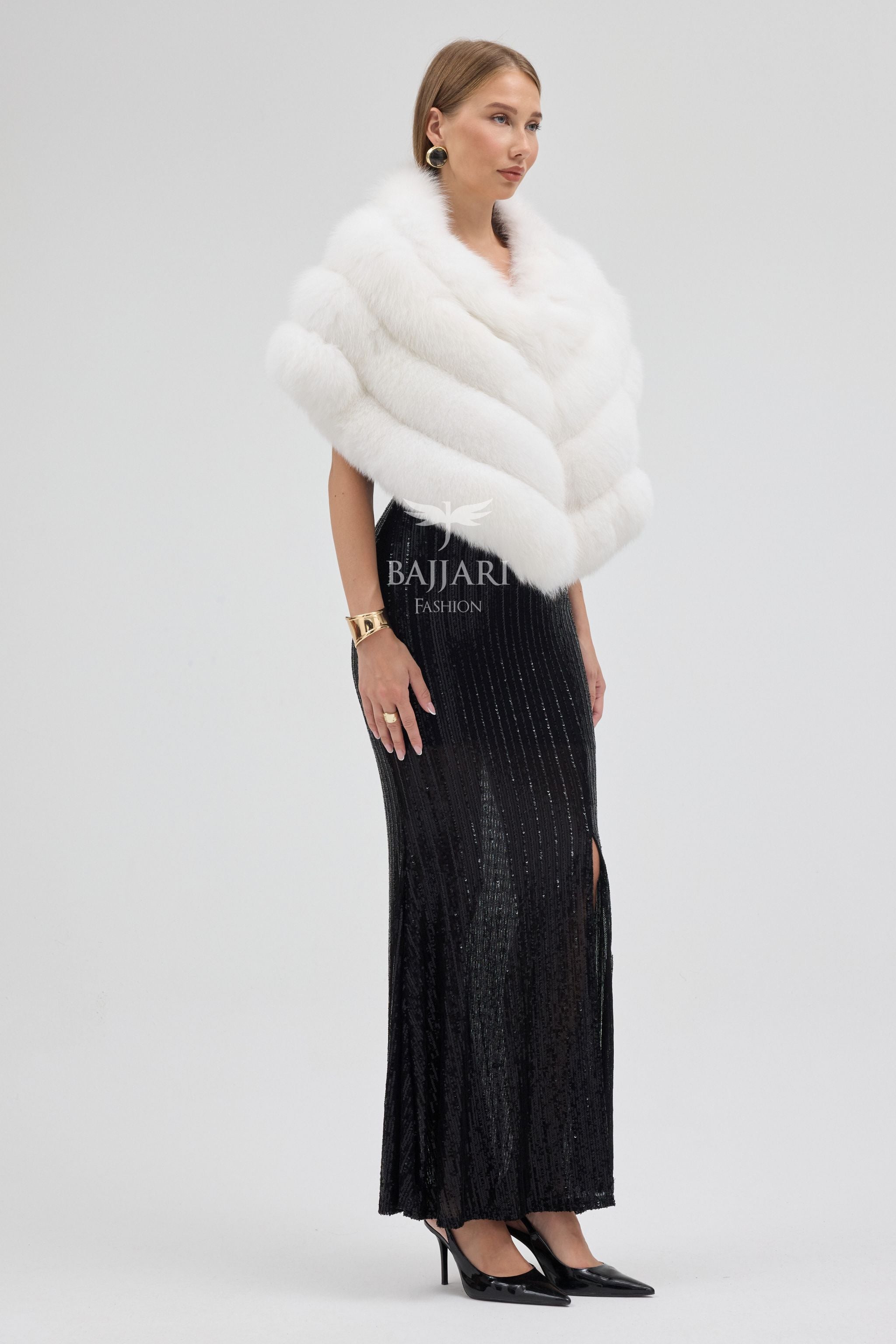 White Fox Fur Shawl