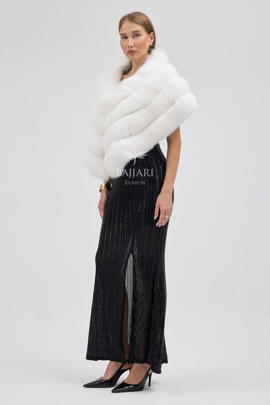 White Fox Fur Shawl