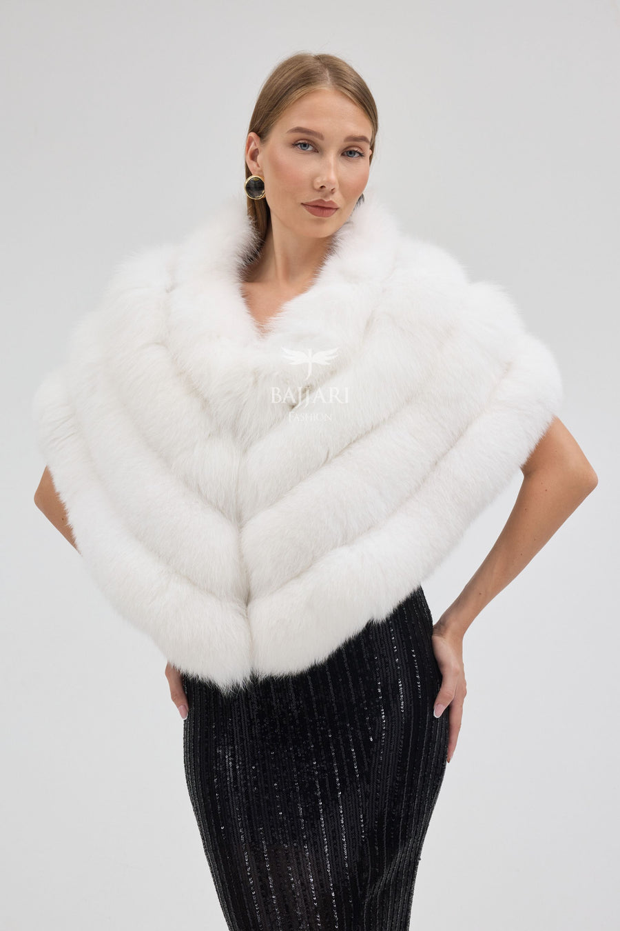 White Fox Fur Shawl