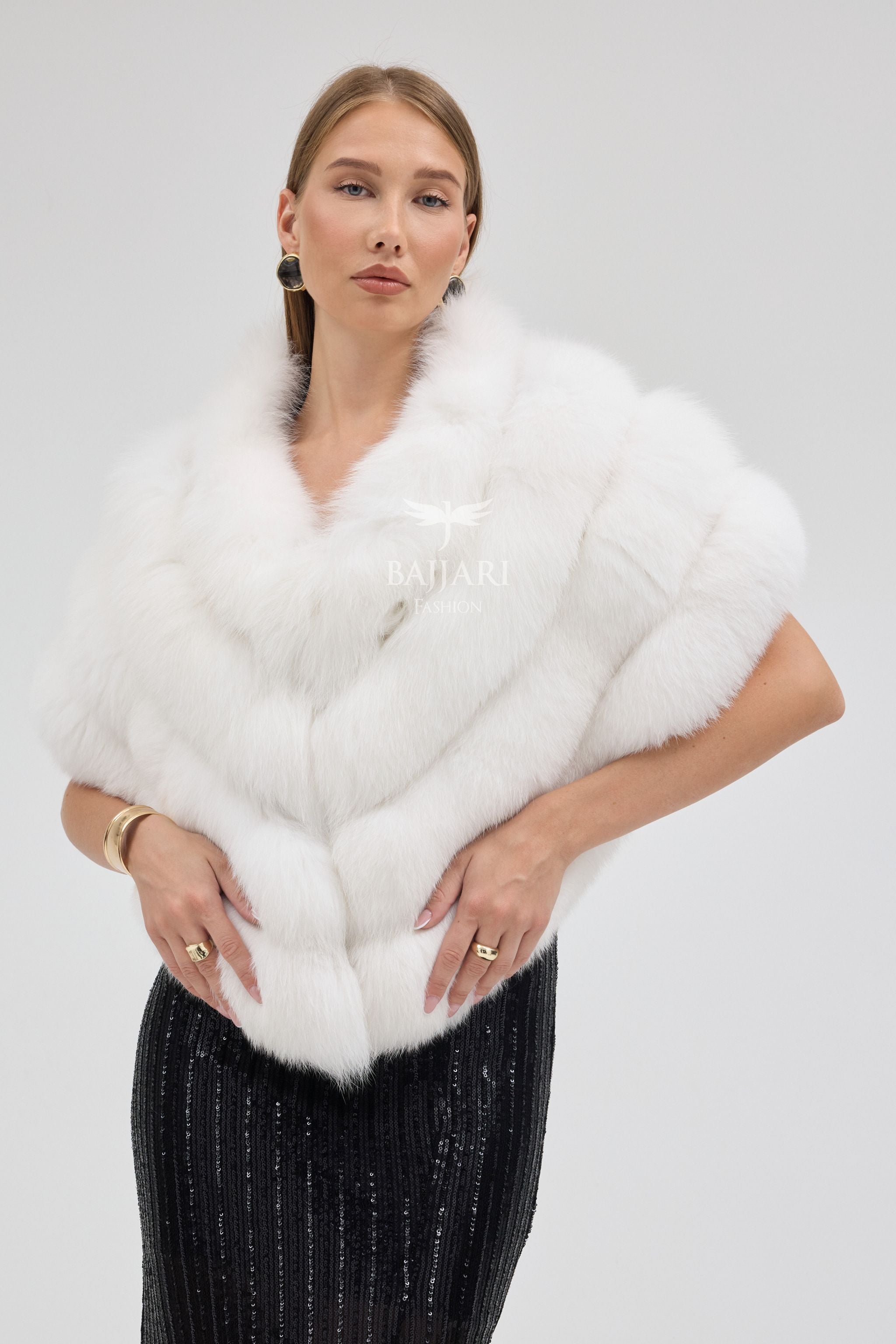 White Fox Fur Shawl