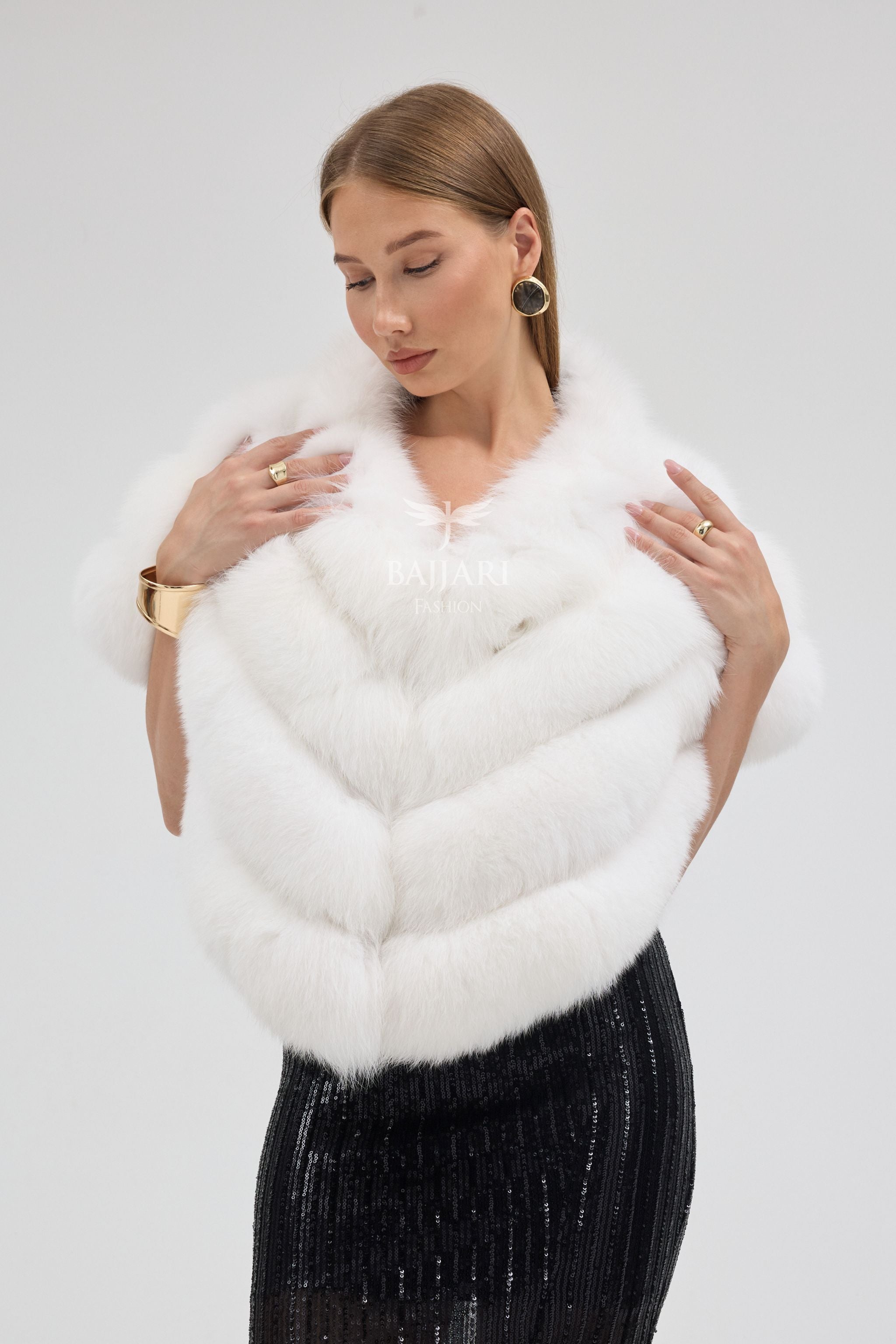 White Fox Fur Shawl