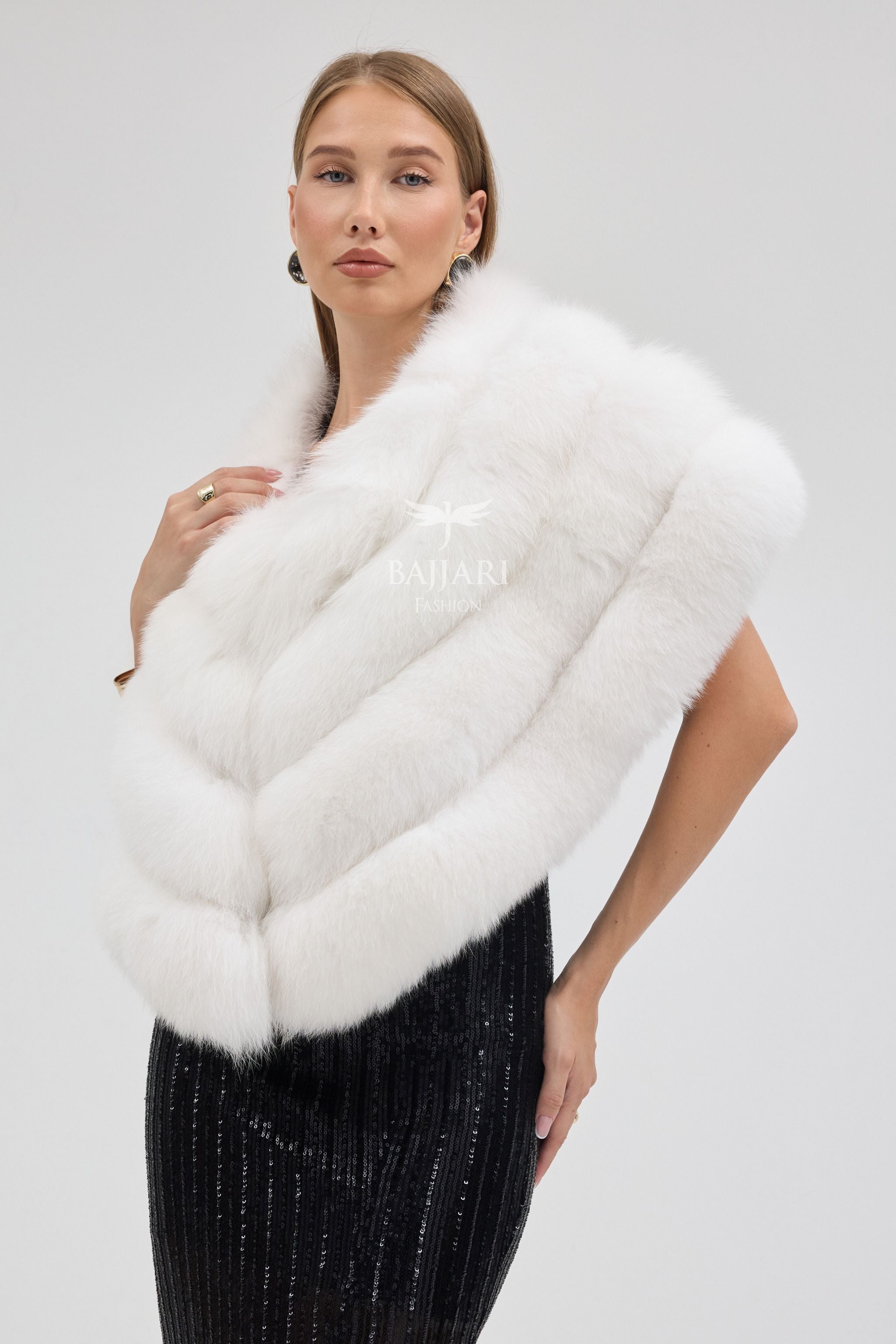 White Fox Fur Shawl