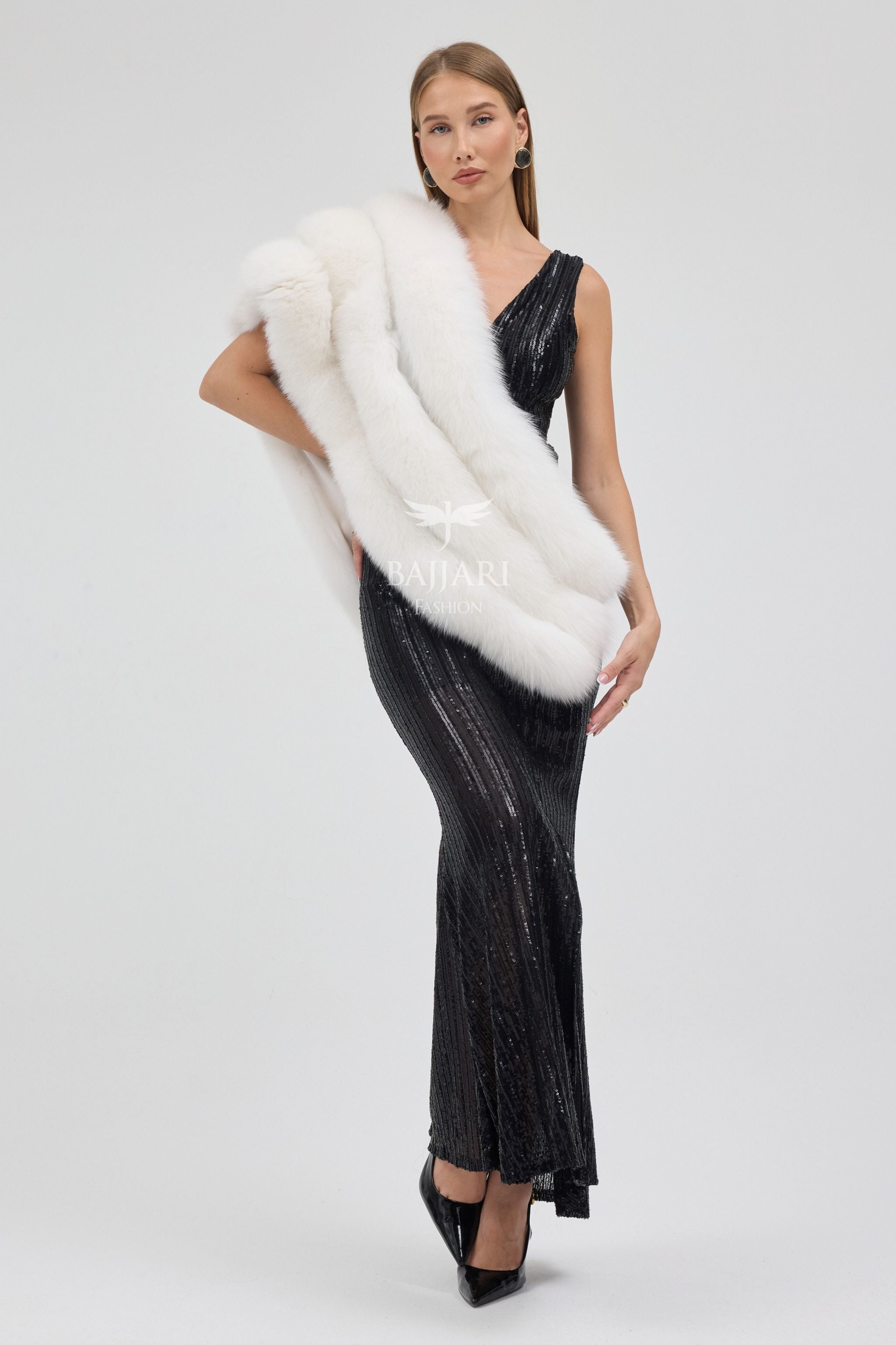 White Fox Fur Shawl