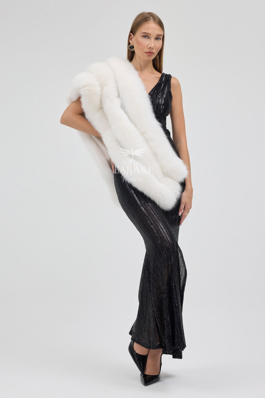 White Fox Fur Shawl