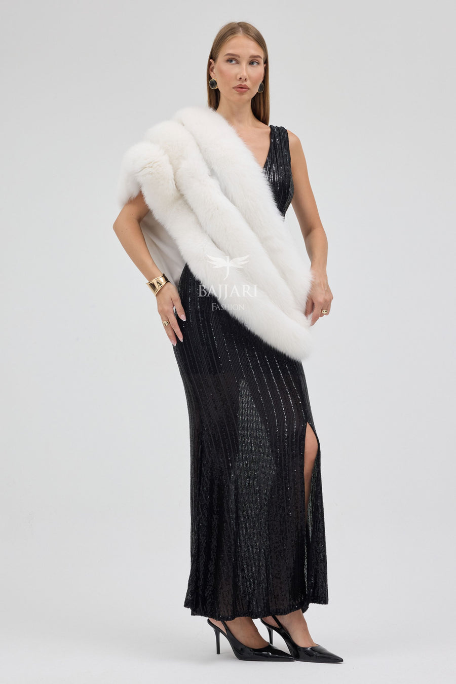 White Fox Fur Shawl