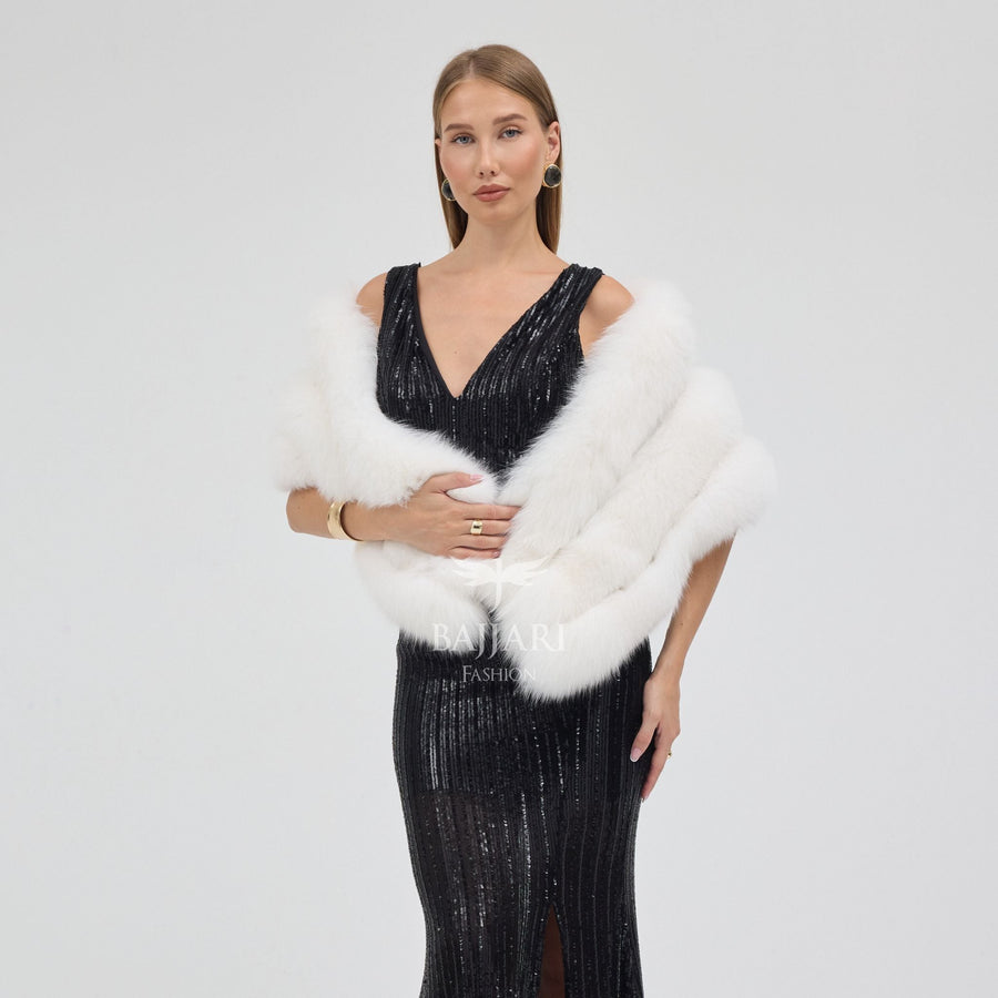 White Fox Fur Shawl