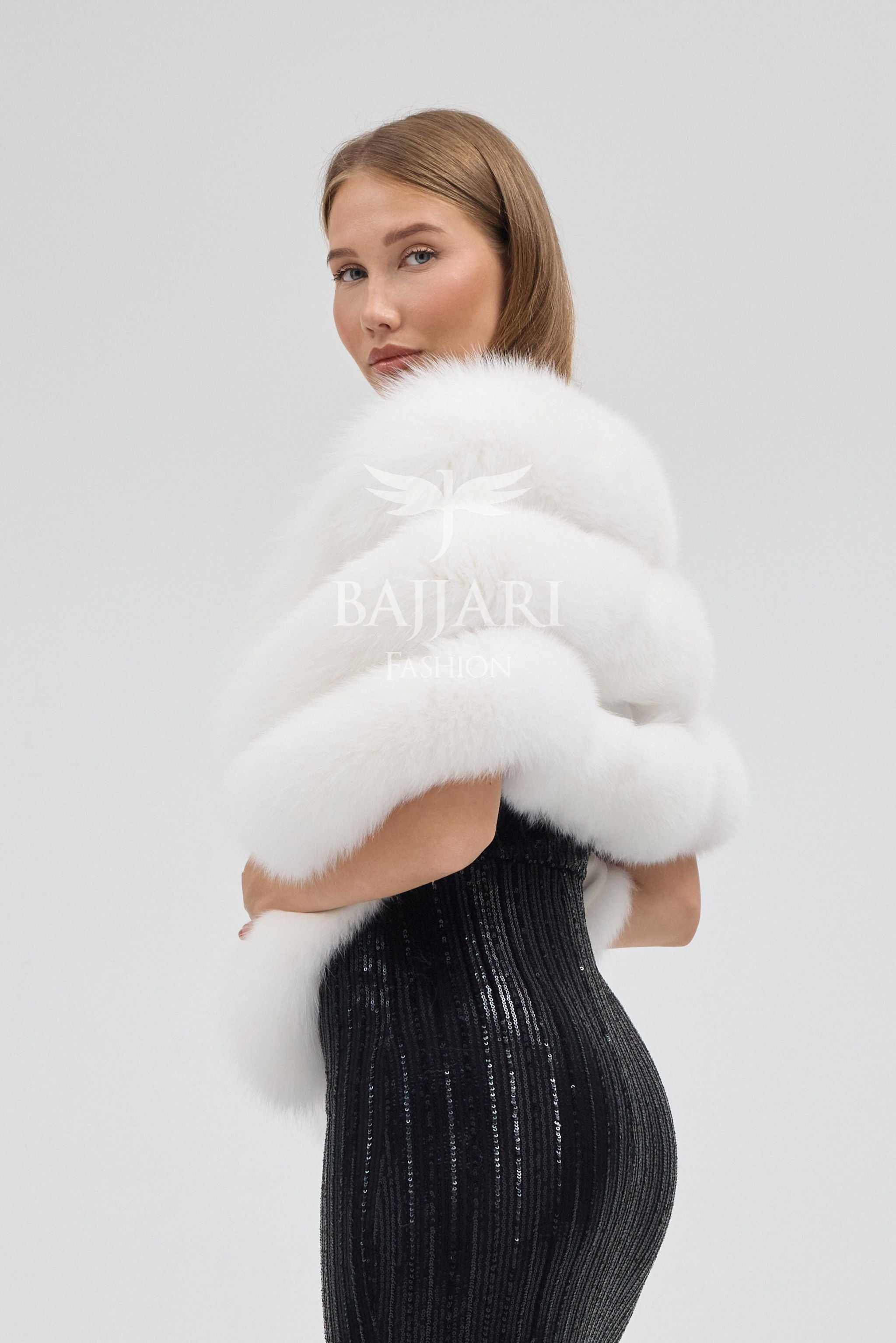 White Fox Fur Shawl