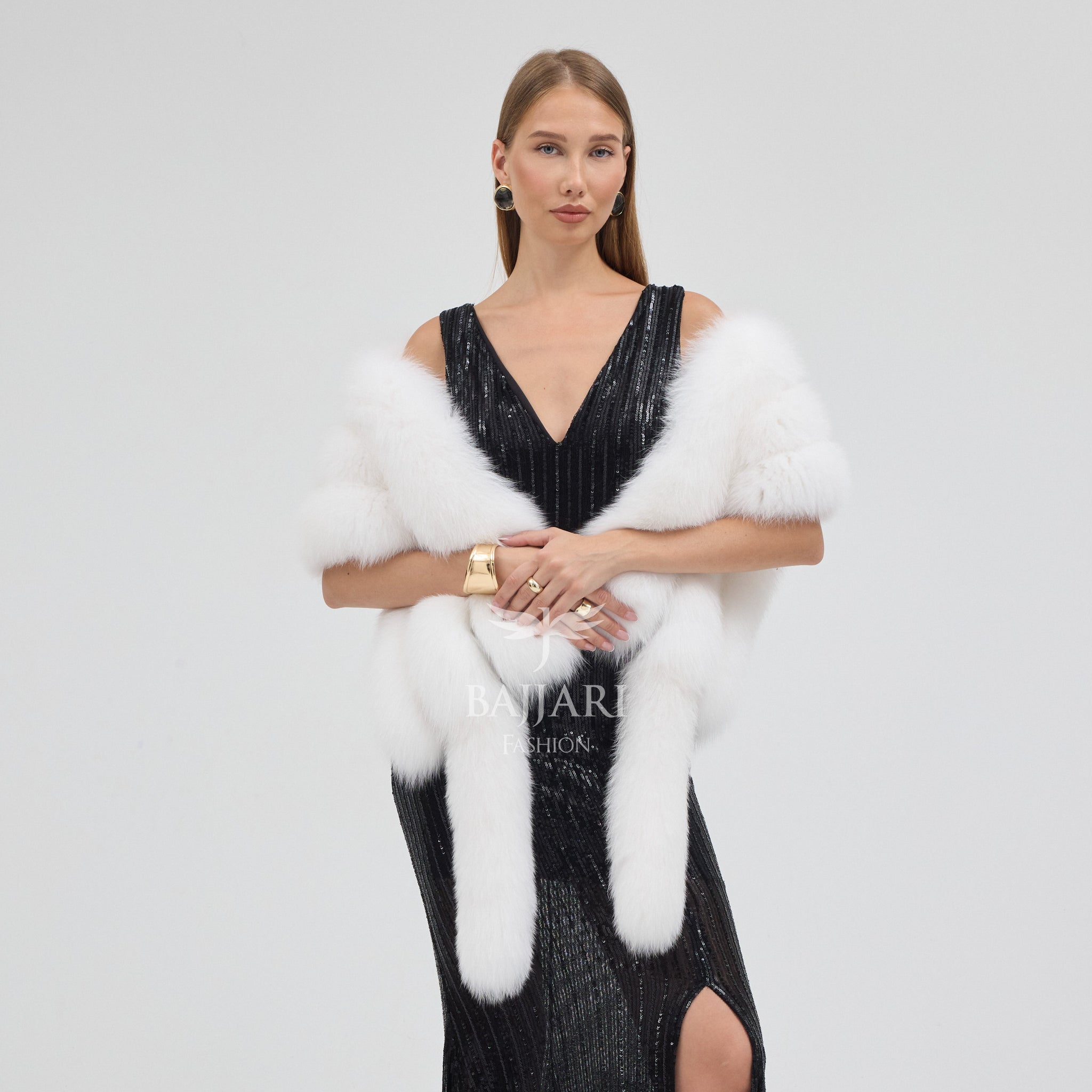 White Fox Fur Shawl