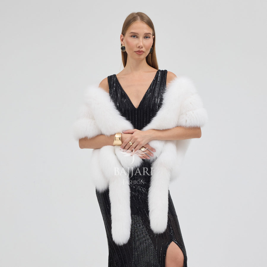 White Tail Fox Fur Shawl