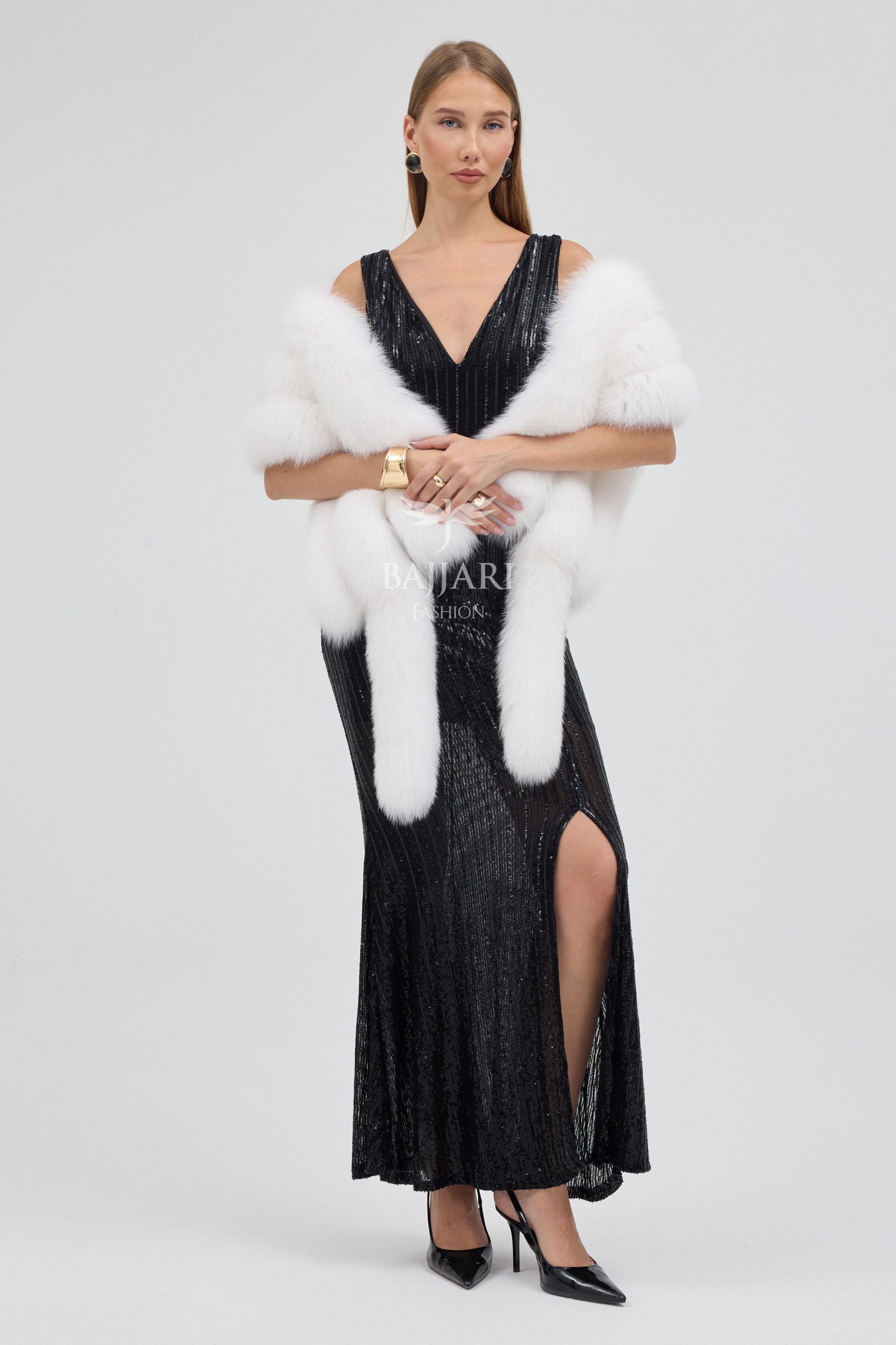 White Fox Fur Shawl