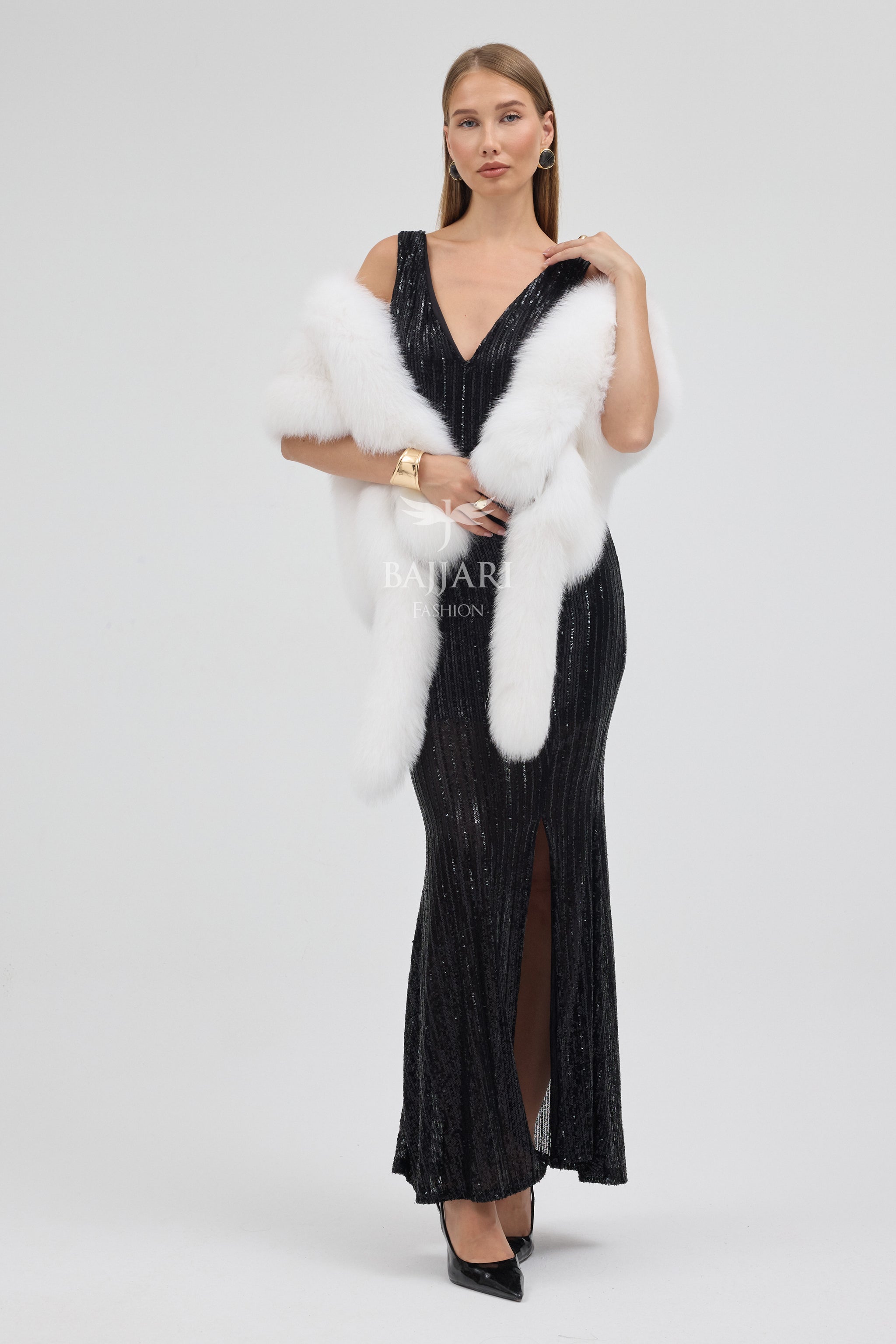 White Fox Fur Shawl
