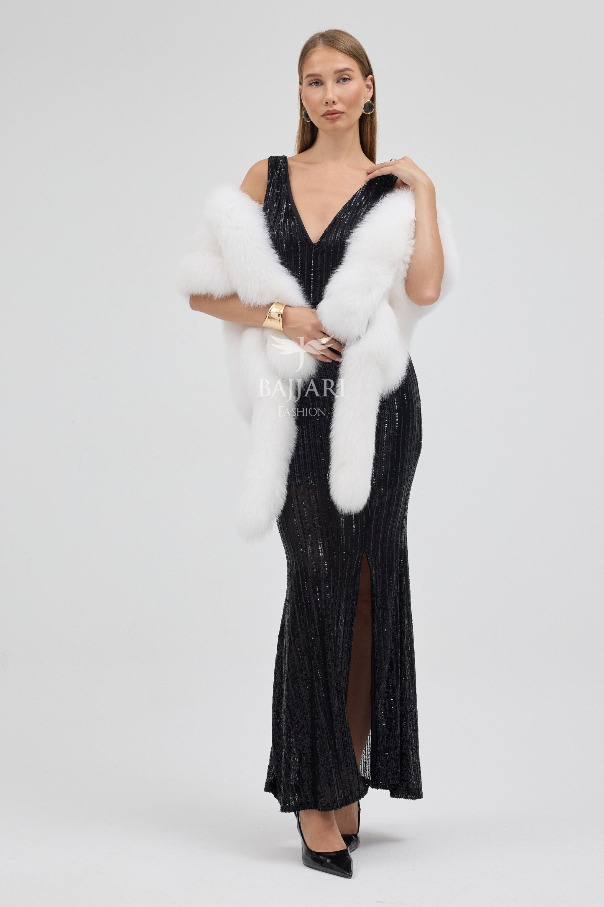 White Fox Fur Shawl
