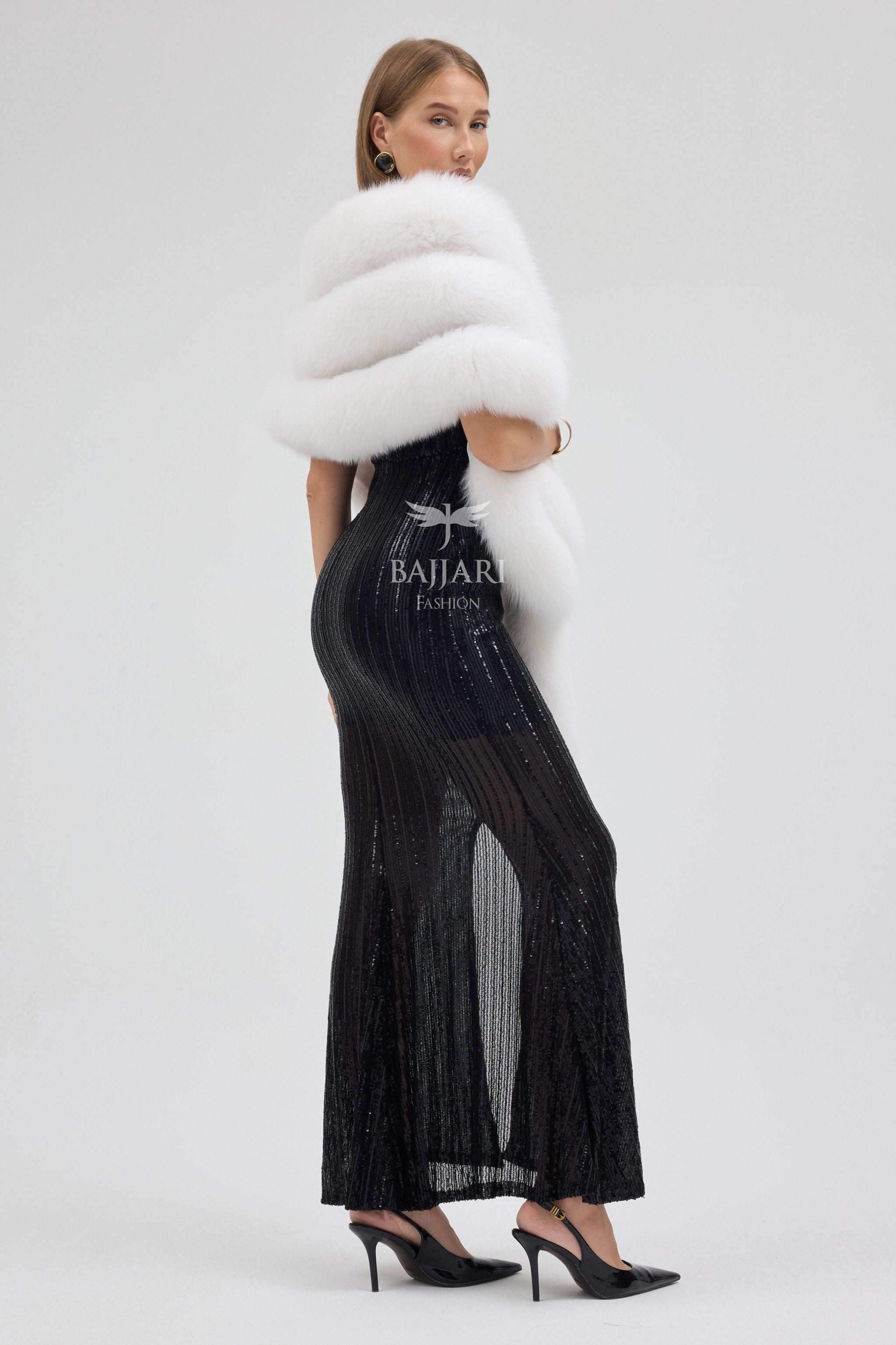 White Fox Fur Shawl