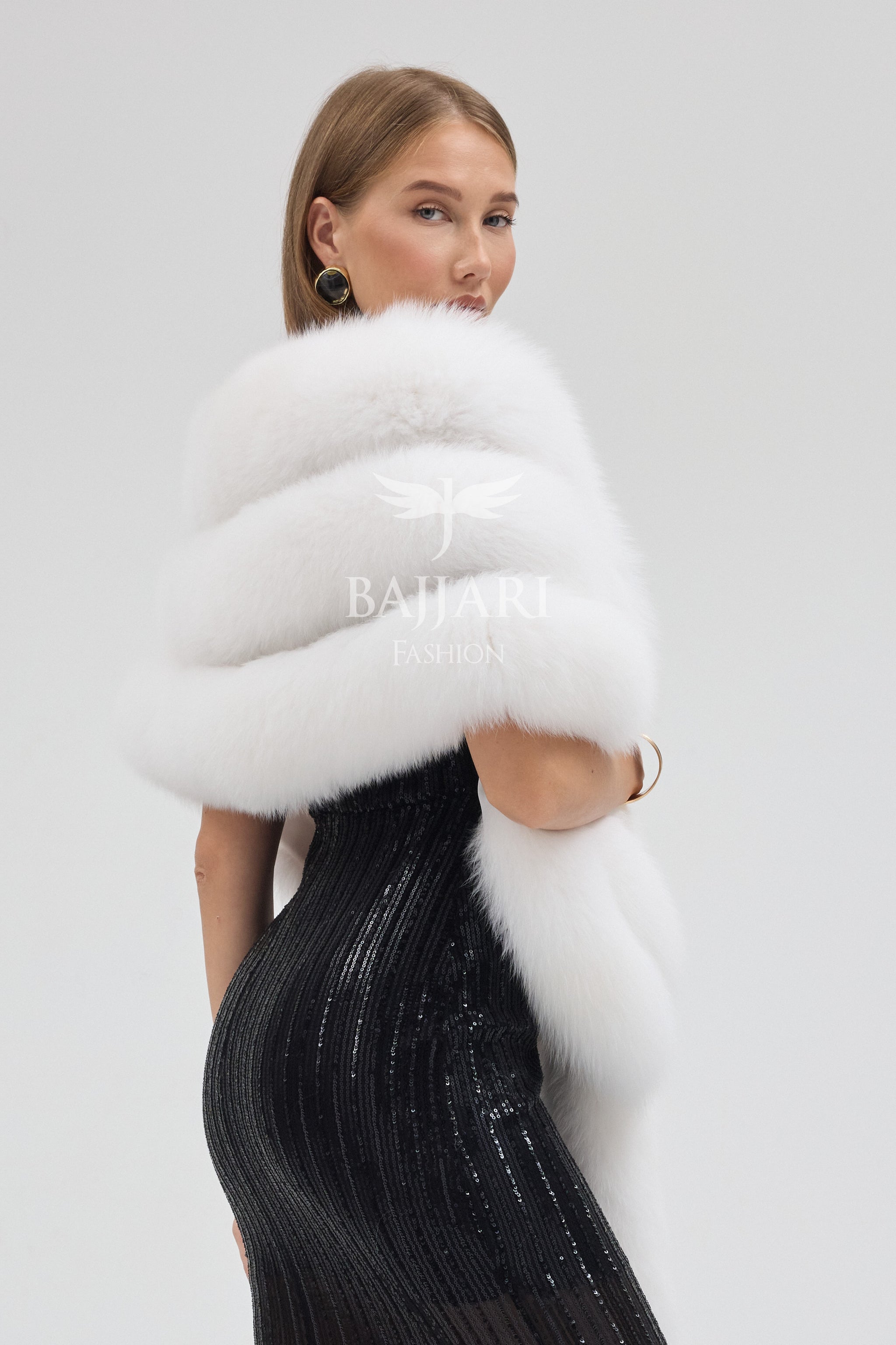 White Fox Fur Shawl
