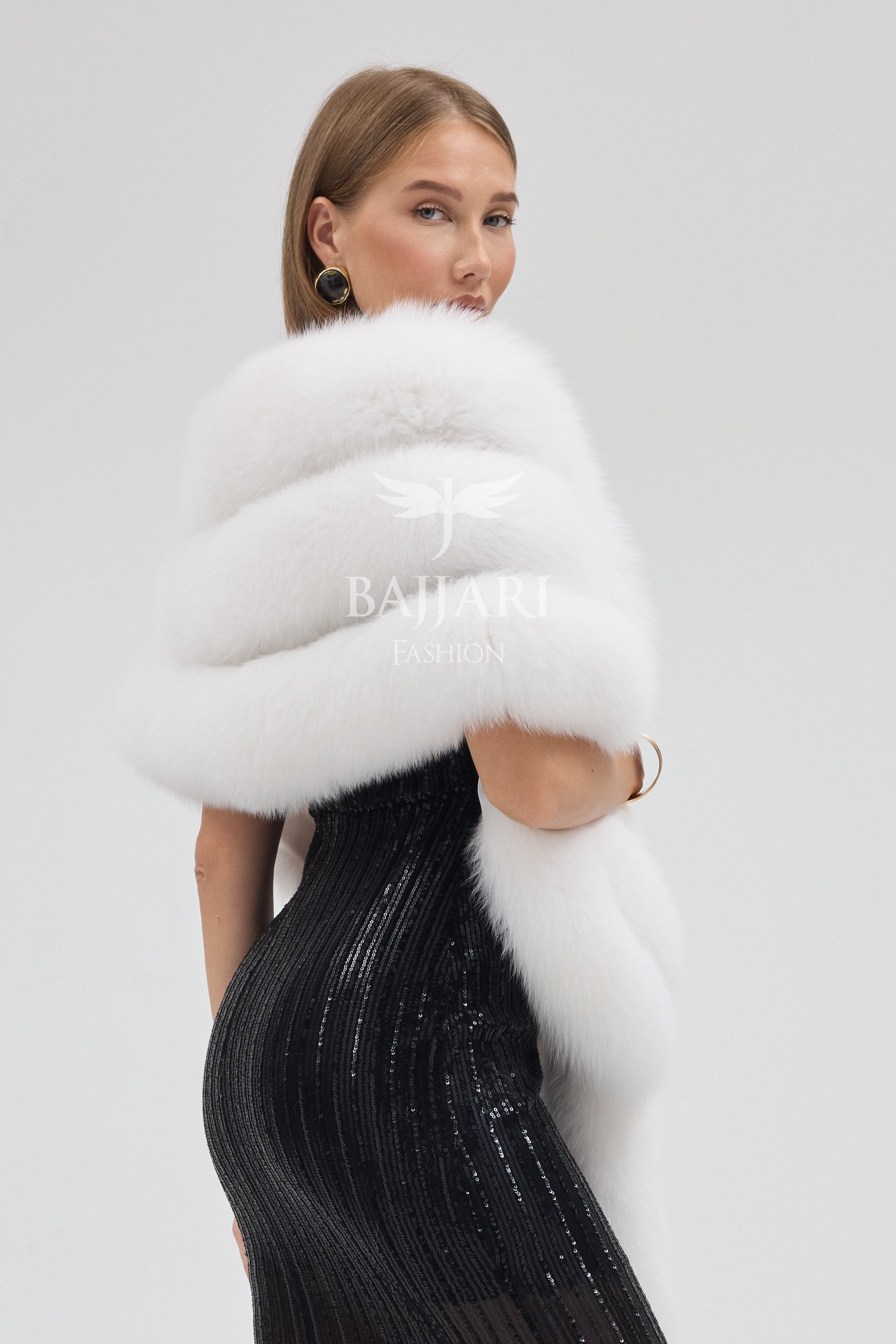 White Fox Fur Shawl