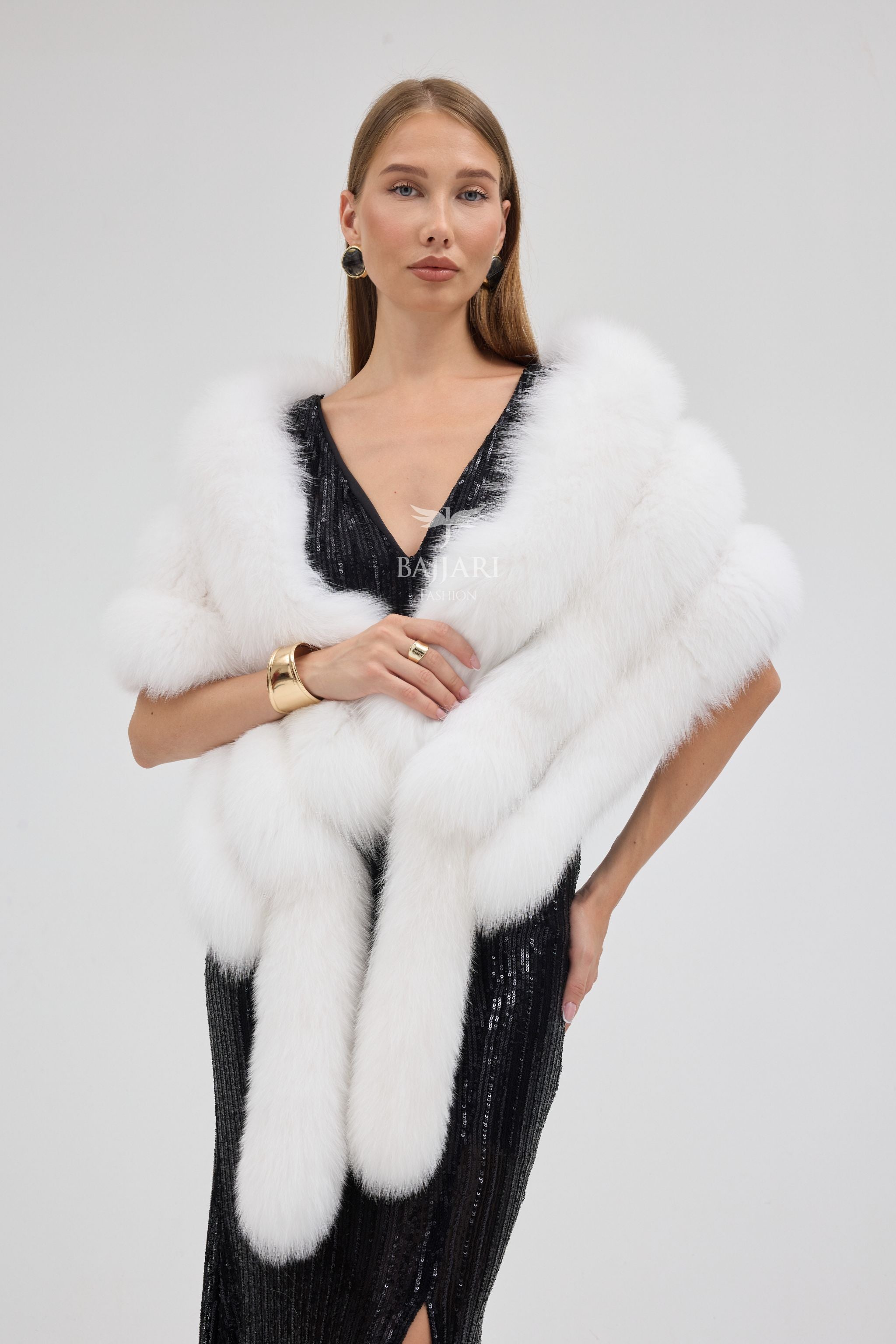 White Fox Fur Shawl