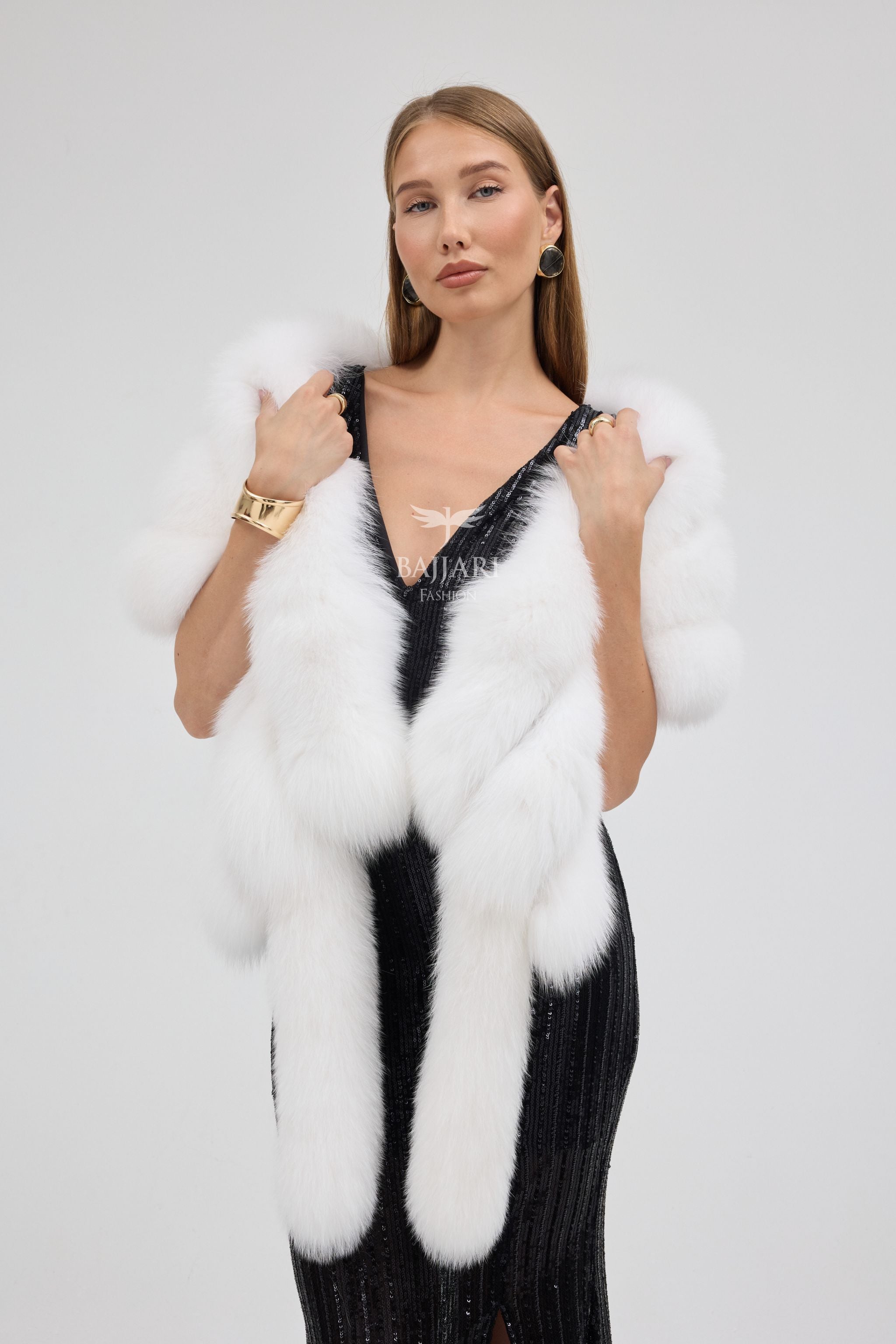 White Fox Fur Shawl