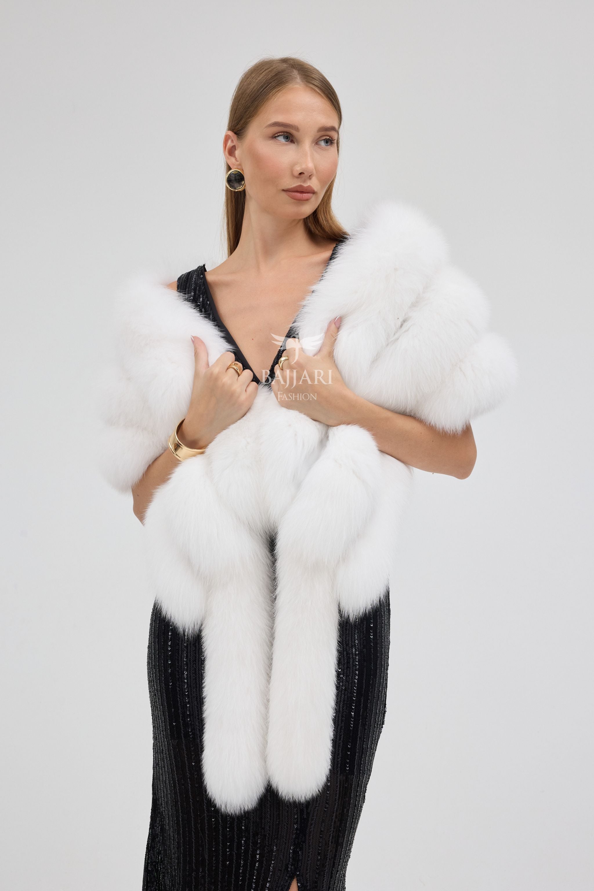 White Fox Fur Shawl