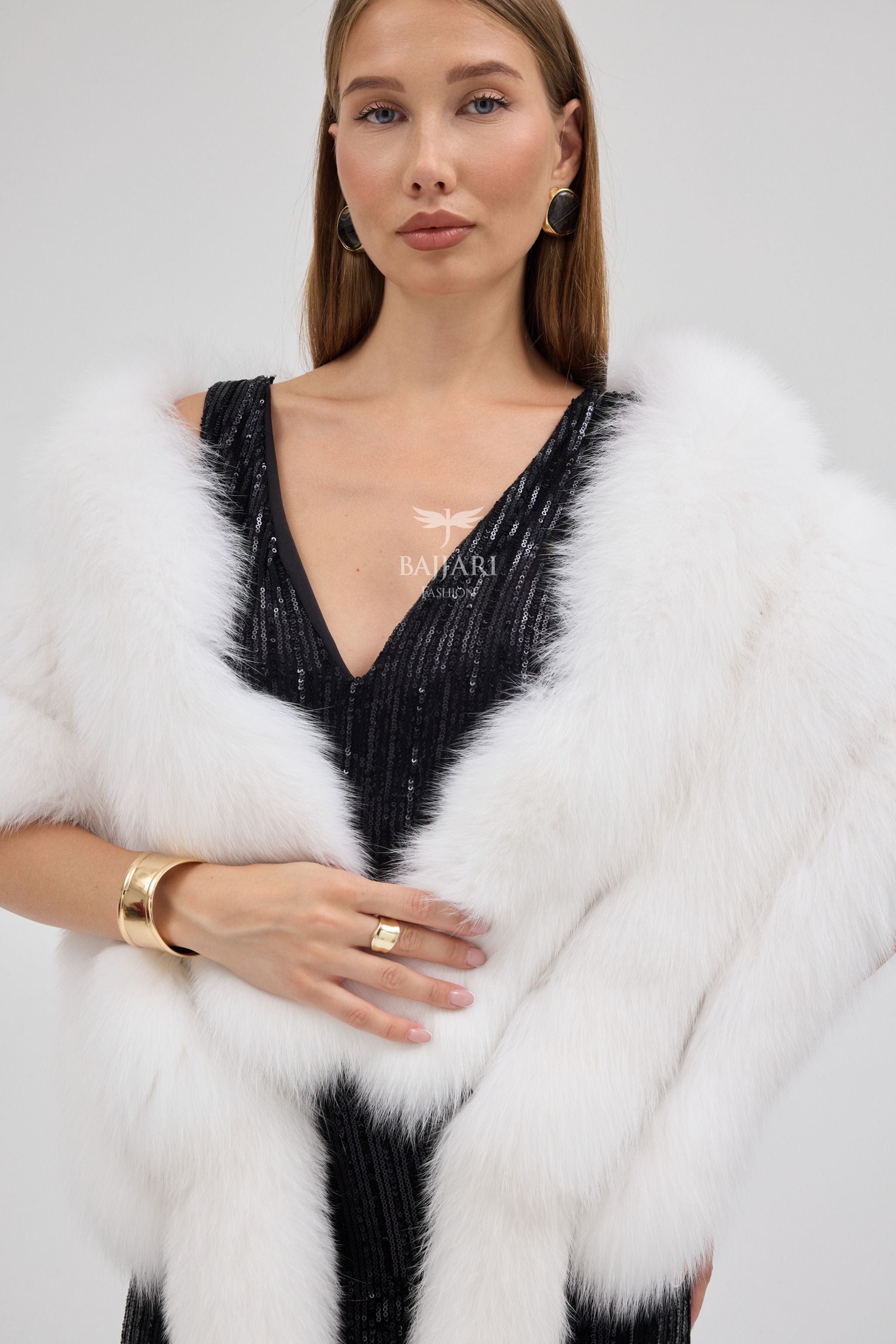 White Fox Fur Shawl